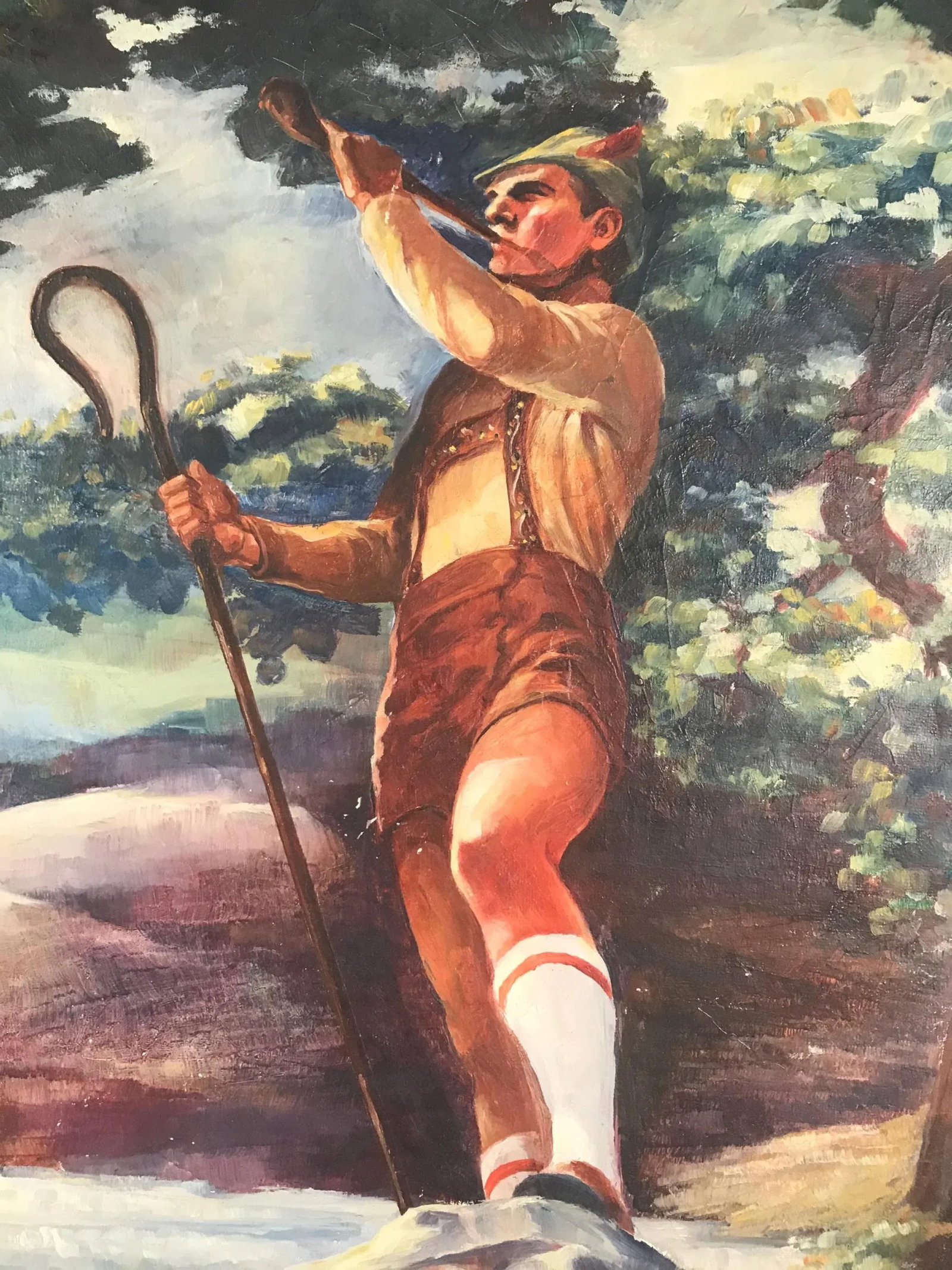 1940s Figurative Bavarian Tyrolian Folk Art Oil Painting, Framed - 2