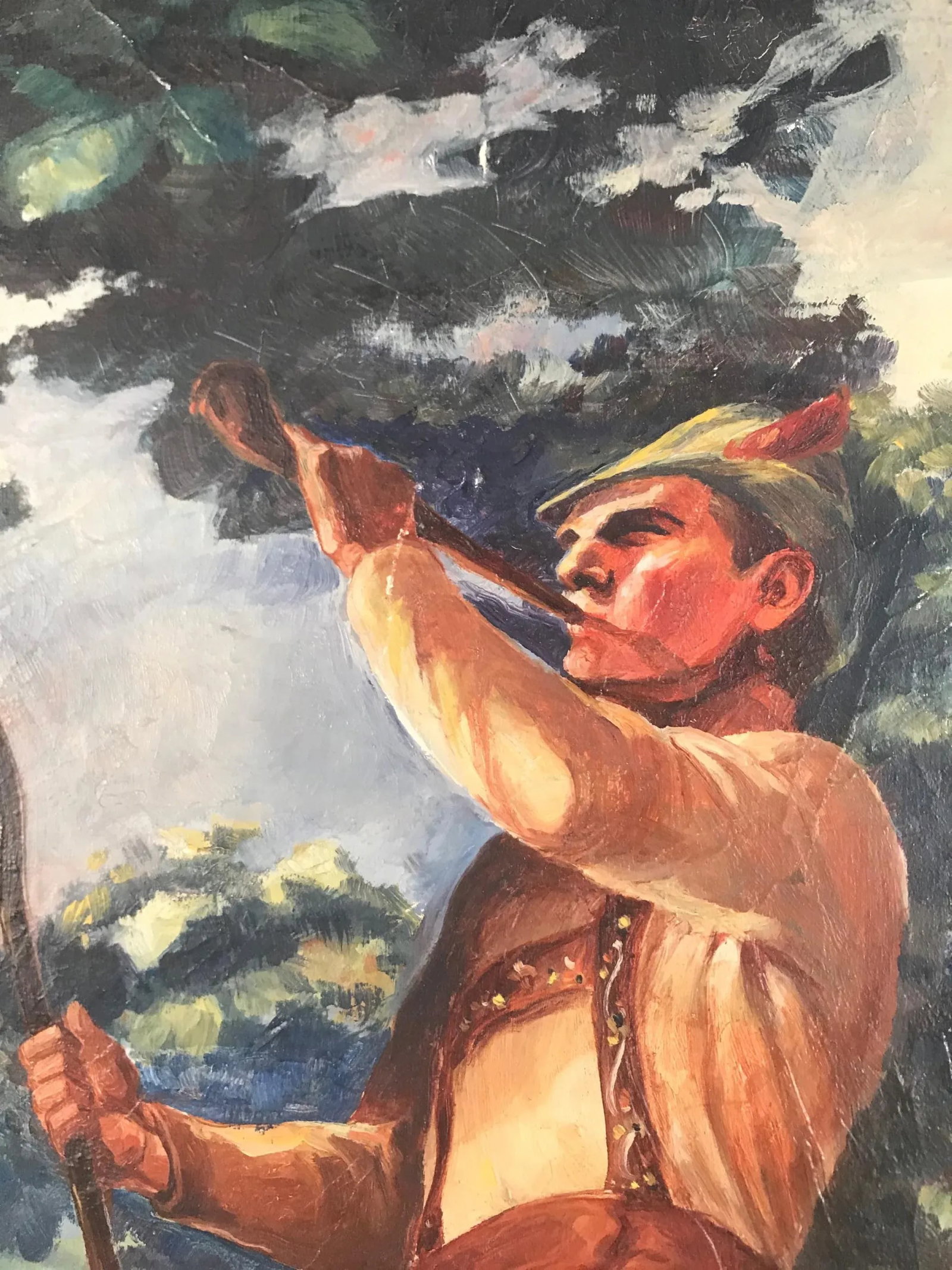 1940s Figurative Bavarian Tyrolian Folk Art Oil Painting, Framed - 3