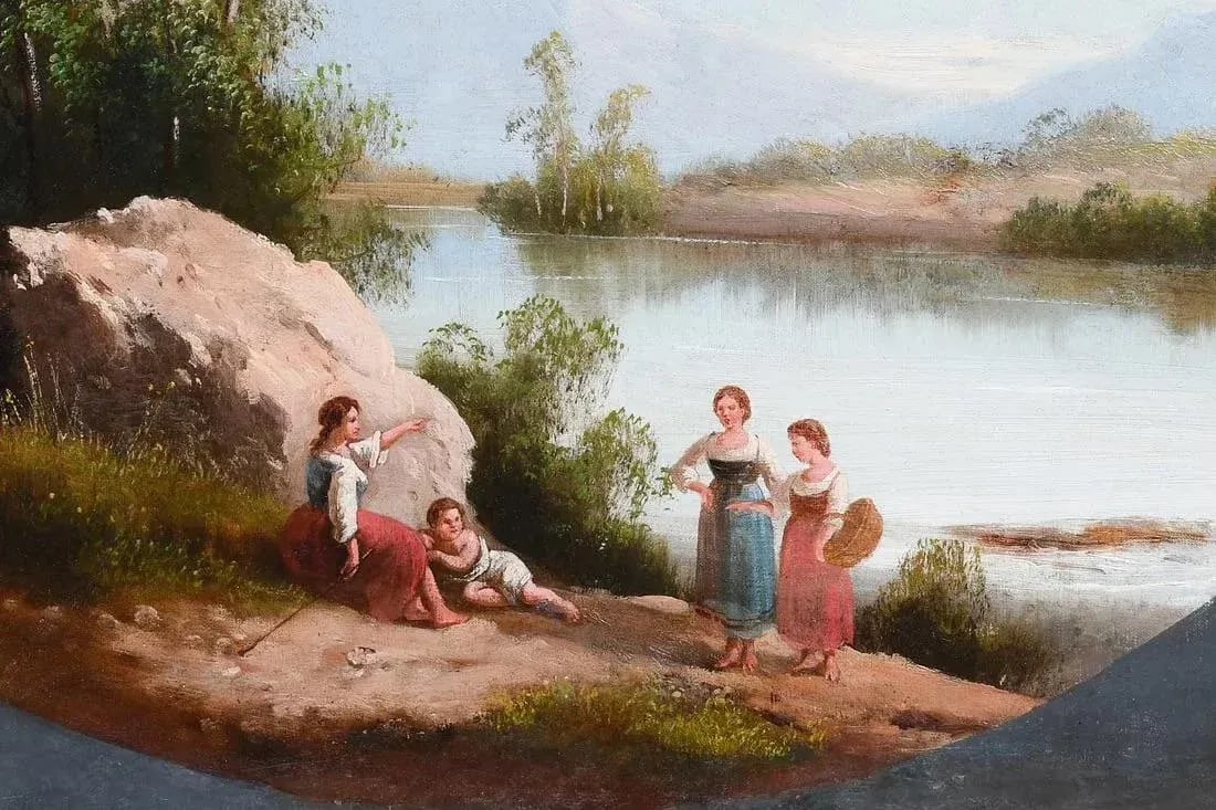 19th Century Architectural Panel Oil & Canvas on Board - 3