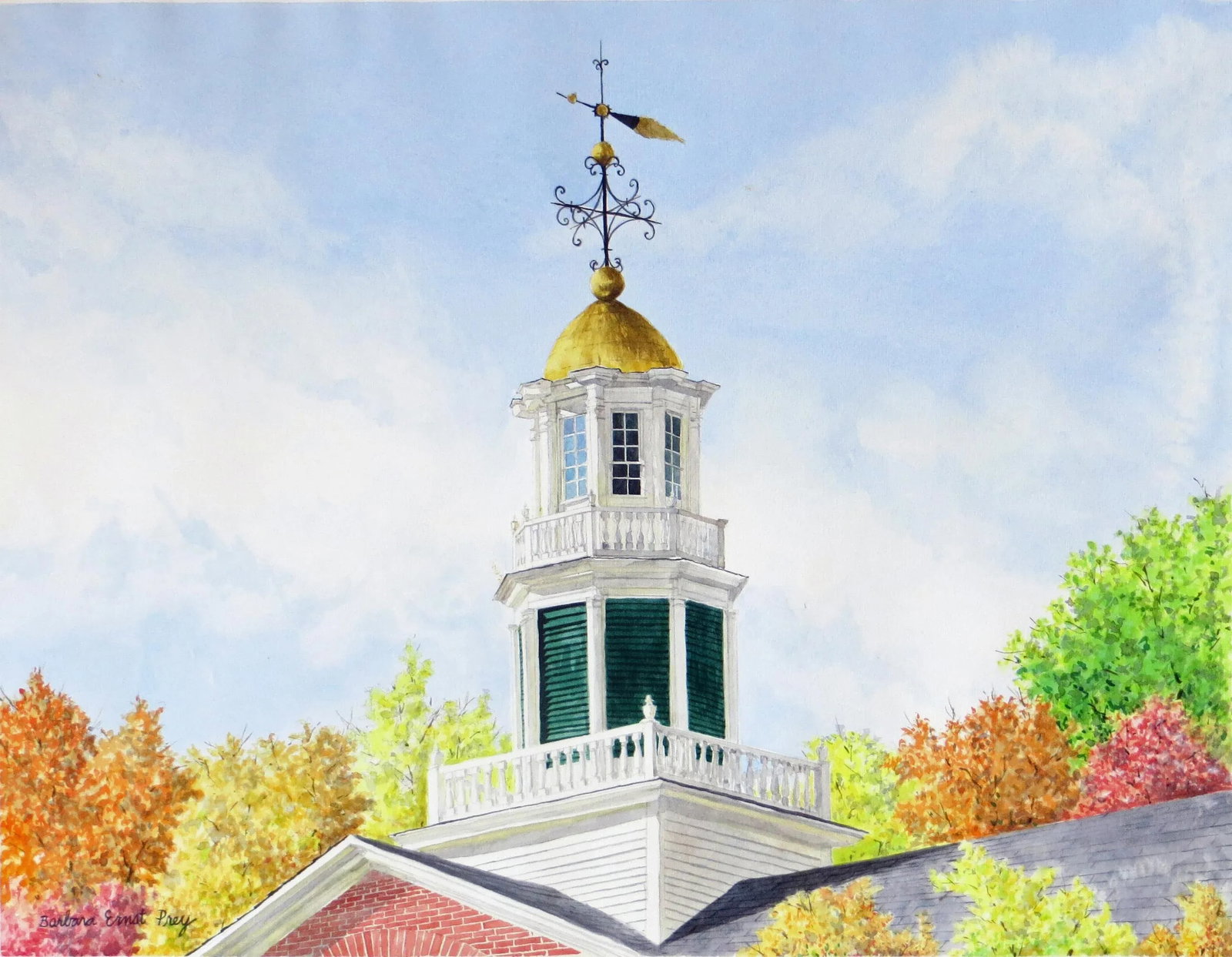 Barbara Ernst Prey Watercolor Painting, Griffin Hall, Williams College - 2