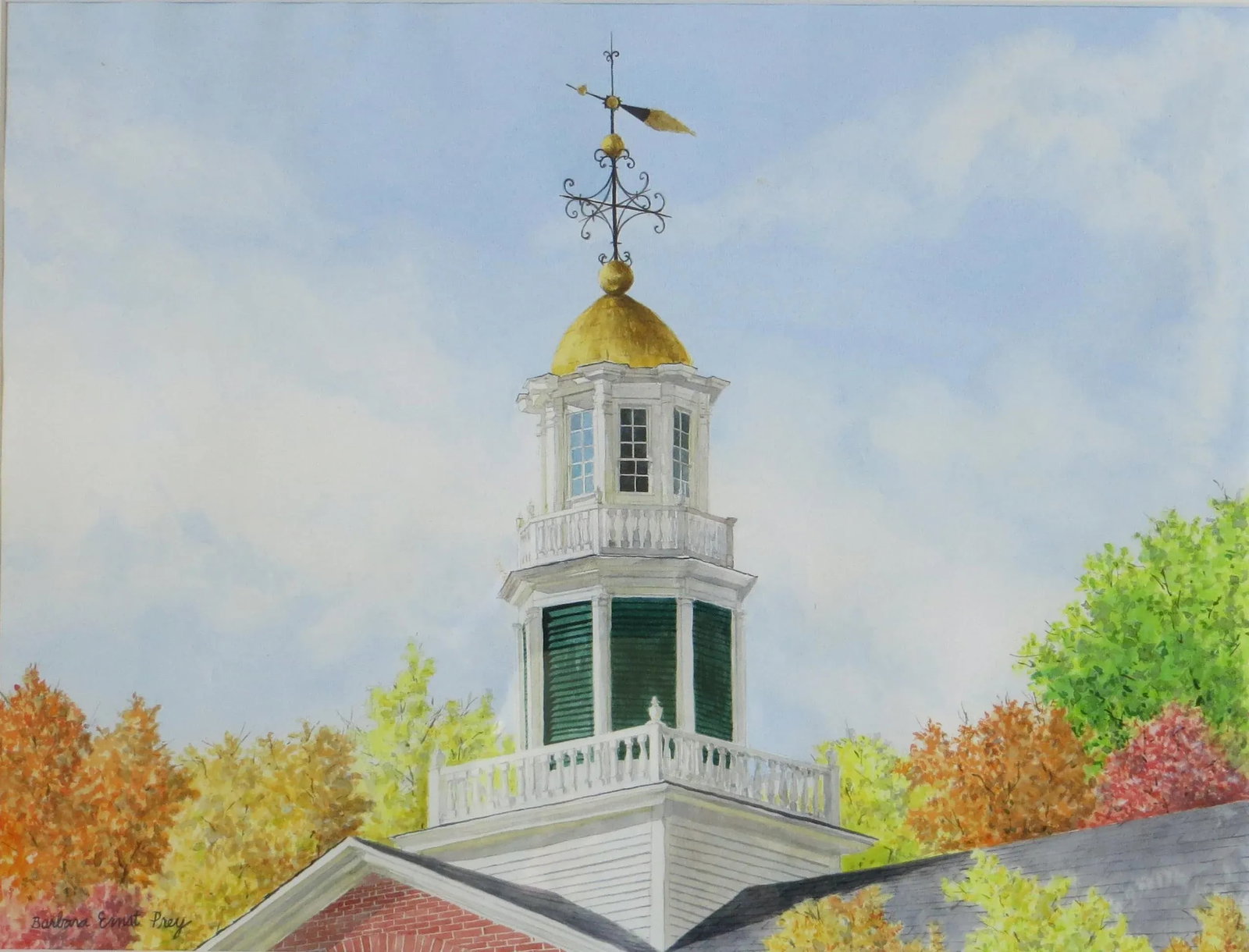 Barbara Ernst Prey Watercolor Painting, Griffin Hall, Williams College - 3