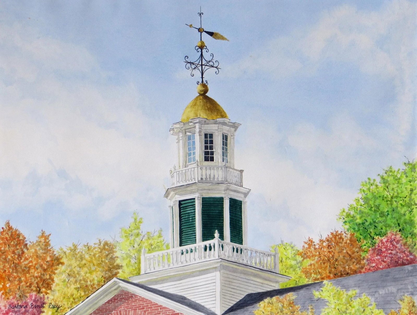Barbara Ernst Prey Watercolor Painting, Griffin Hall, Williams College - 6