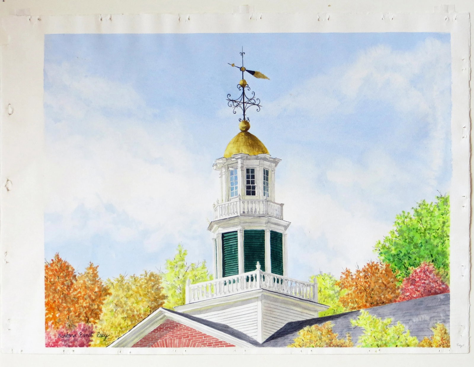 Barbara Ernst Prey Watercolor Painting, Griffin Hall, Williams College - 7