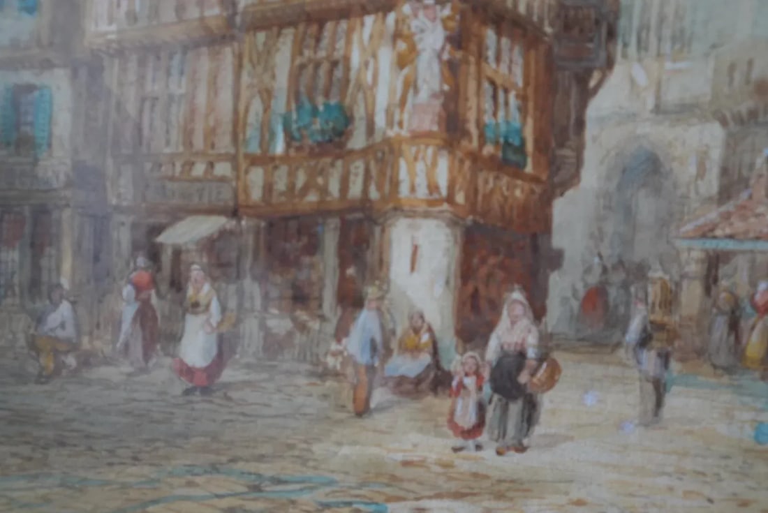 Heinrich Schafer Fecamp Normandy c.1815 German, Signed, Watercolor on Paper Laid on Board, Framed - 5