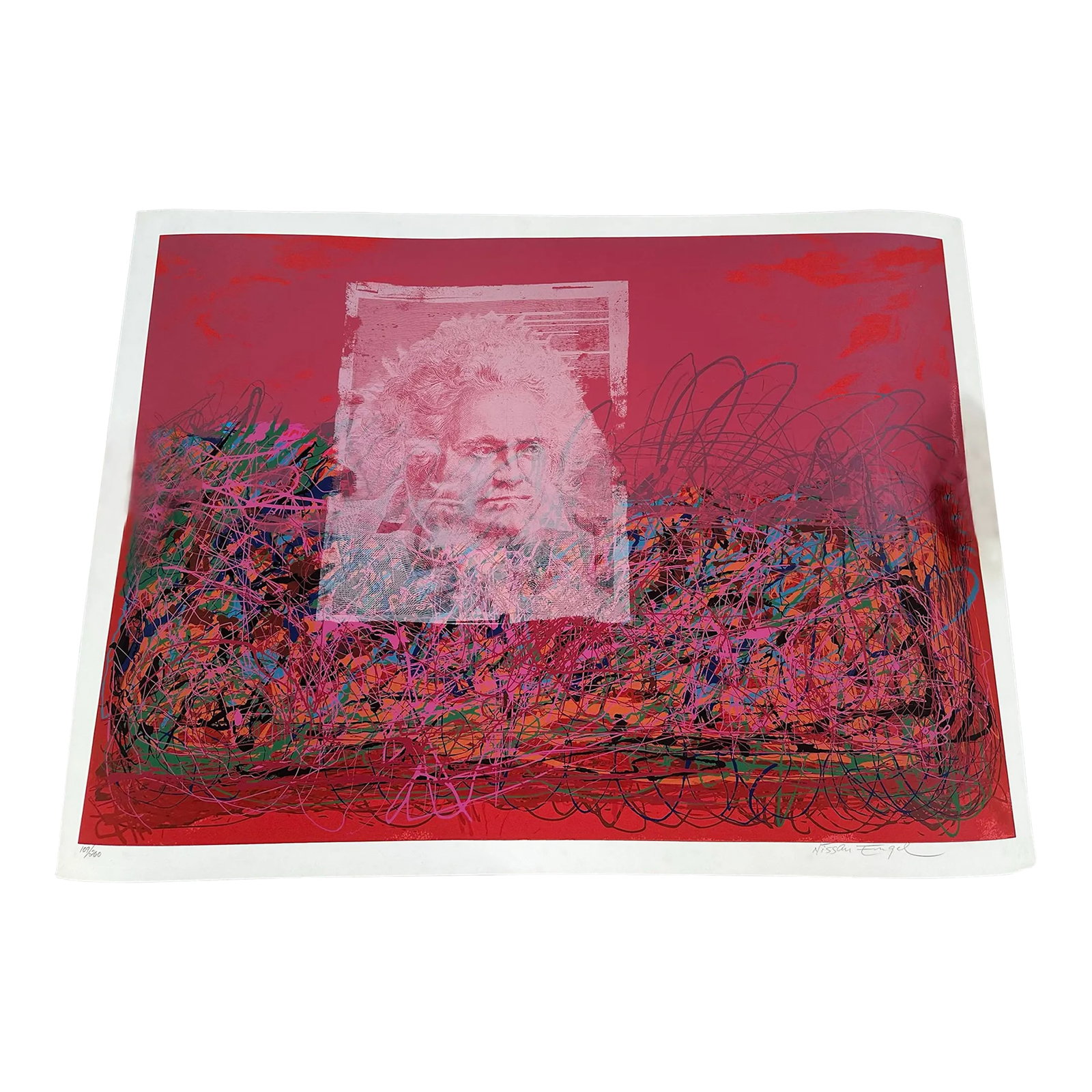 Nissan Engel Series Beethoven #4, Ca. 1983: Nissan Engel (1931-2016) was an Israeli artist known for his mixed-media paintings and works on paper, including a series inspired by Beethoven's symphonies. This limited edition print depicting a