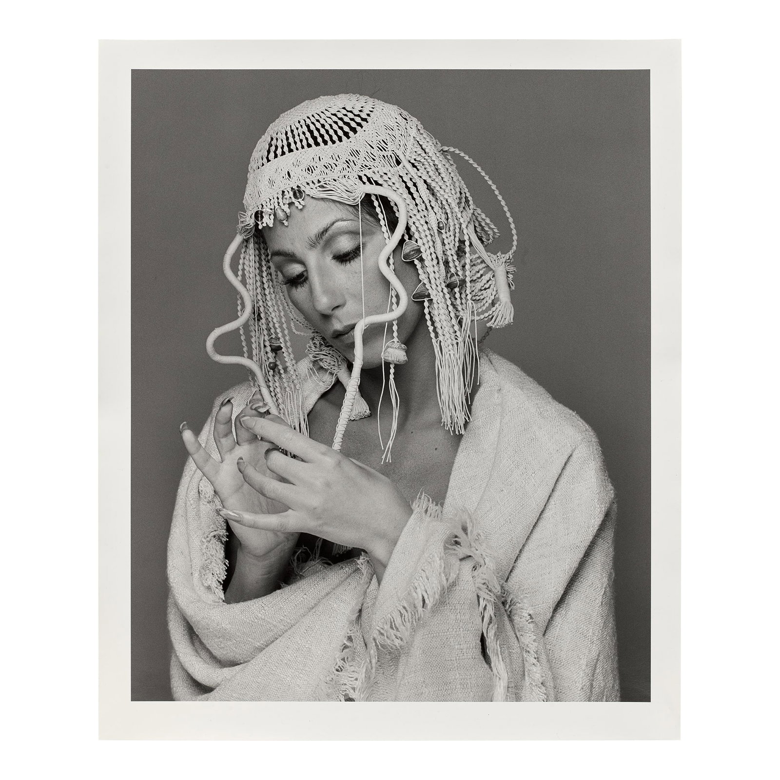 Cher Vintage Silver Gelatin Print by Francesco Scavullo: Cher (1974), 2004 Gelatin silver print 20 x 24 in (50.8 x 61 cm) Signed and stamped by printer verso Iconic image of Cher in 1974, printed by Scavullo studio in 2004. Condition: Imperfections: No Impe