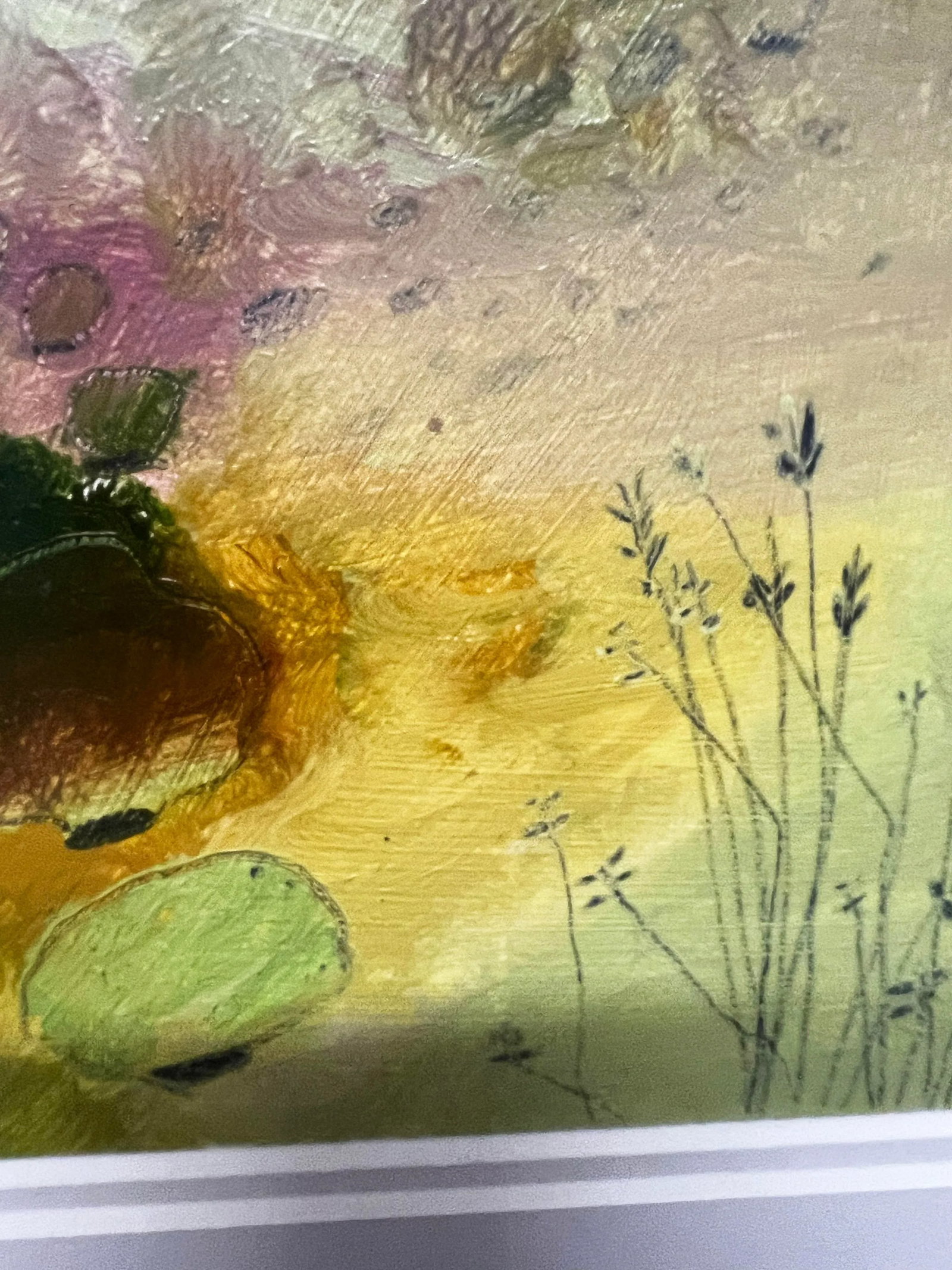 1990s Josette Urso, "Pink Green Mountains" , Oil on Paper Abstract Scene - 2