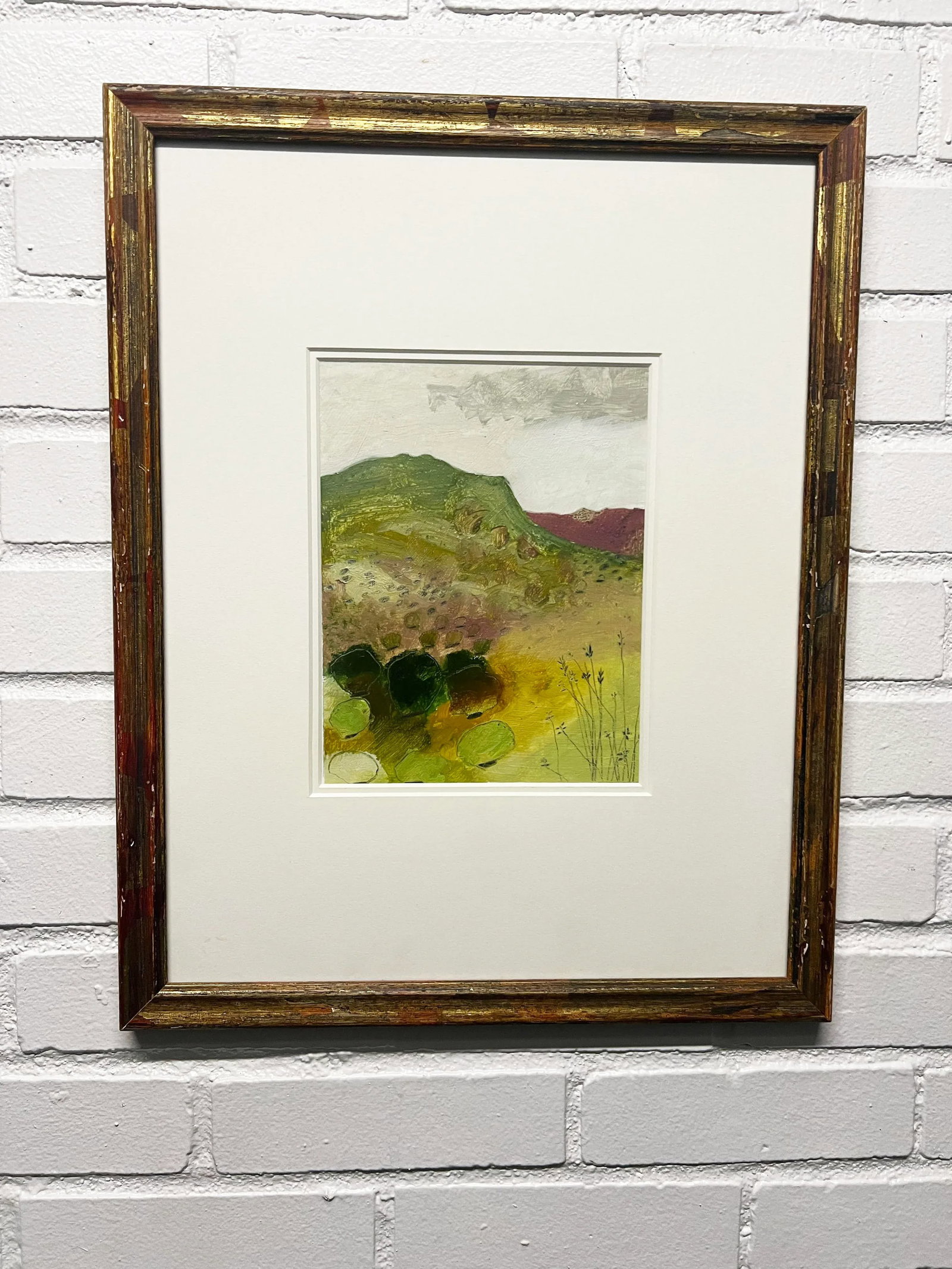 1990s Josette Urso, "Pink Green Mountains" , Oil on Paper Abstract Scene - 3
