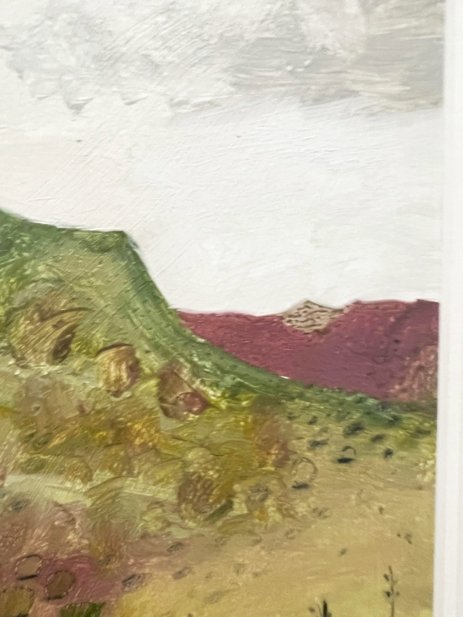 1990s Josette Urso, "Pink Green Mountains" , Oil on Paper Abstract Scene - 5