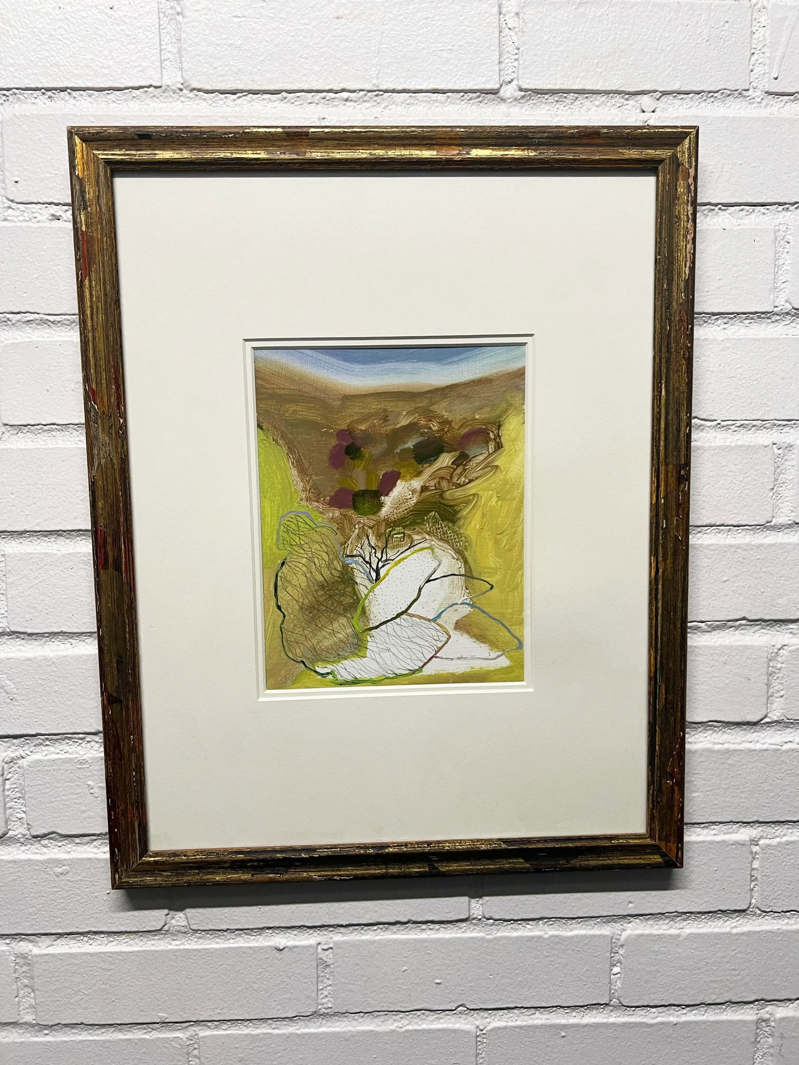 1990s Josette Urso, "Rock Tumble" , Oil on Paper, Abstract Scene - 5