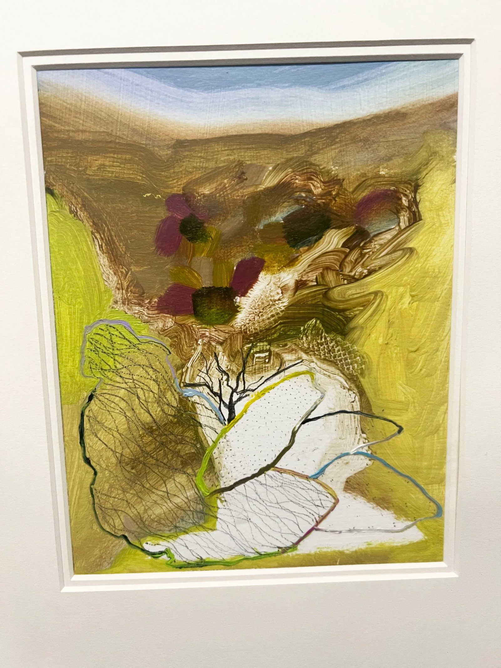1990s Josette Urso, "Rock Tumble" , Oil on Paper, Abstract Scene - 6