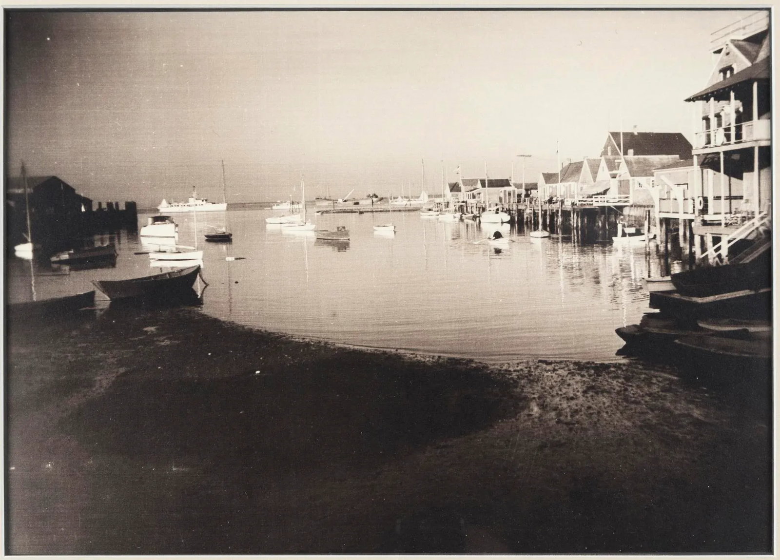 Early 20th Century "Nantucket Harbor" Black & White Photograph by James F. Barker, Framed - 2