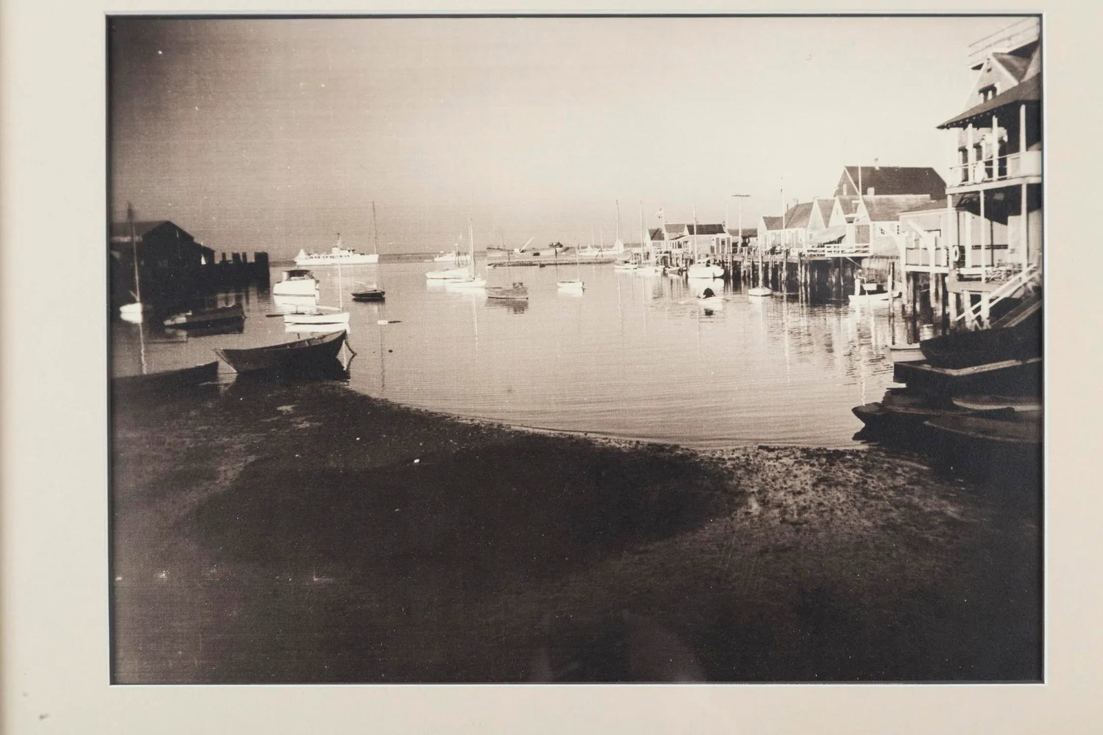 Early 20th Century "Nantucket Harbor" Black & White Photograph by James F. Barker, Framed - 3