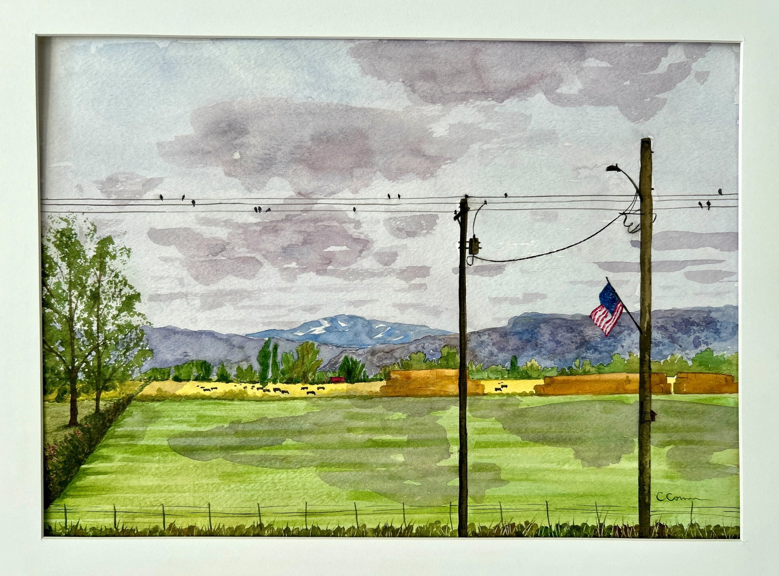 Original Watercolor Painting "Rainy Day Hayfield" in Idaho - 4