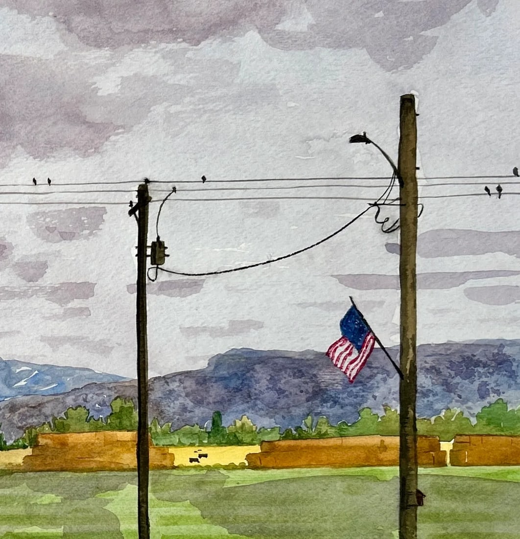 Original Watercolor Painting "Rainy Day Hayfield" in Idaho - 6