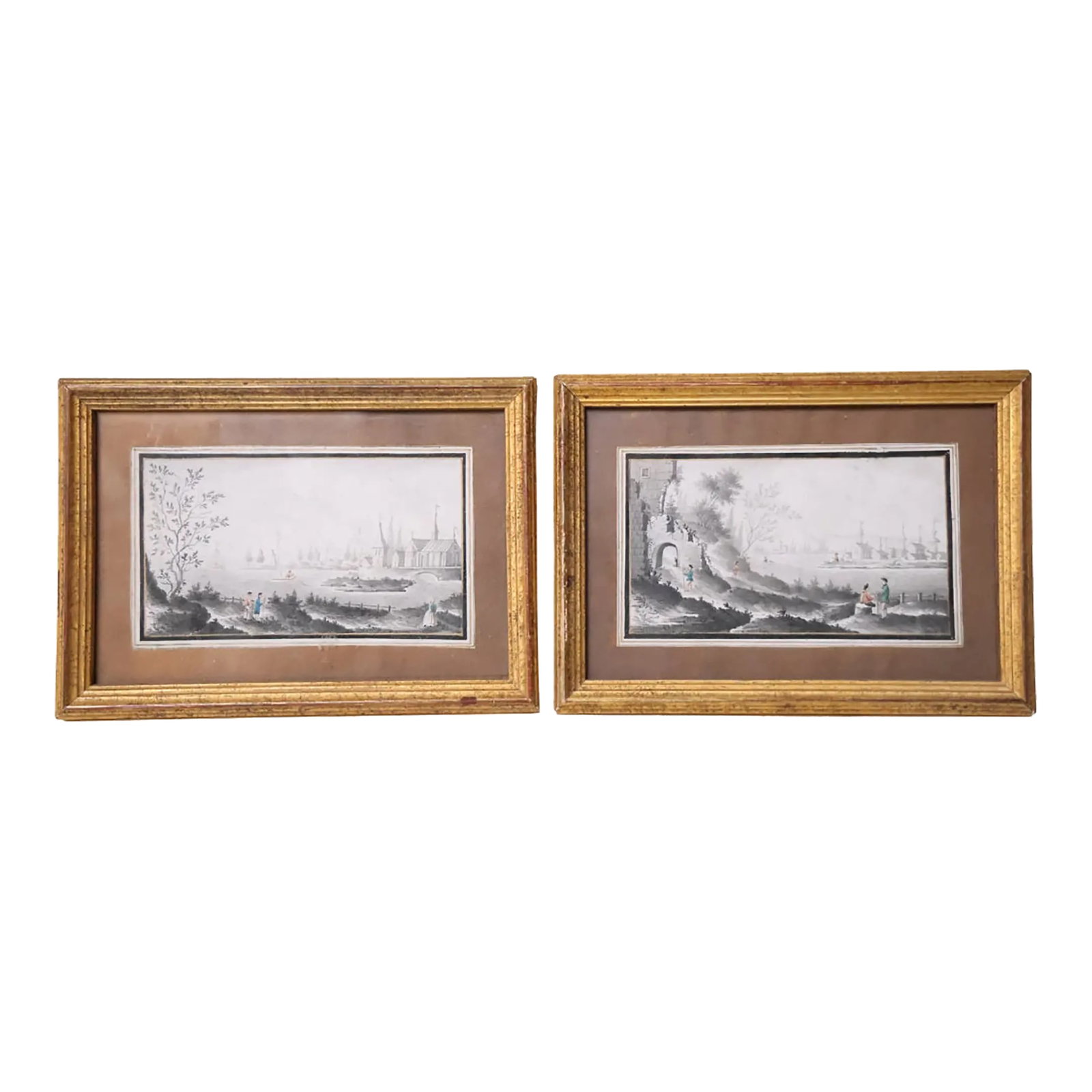 19th Century French Small Coastal Engraving (Set of 2): This set of two 19th century French small coastal engravings offers delicate and detailed views of seaside scenes, capturing the charm and character of coastal life. With fine line work and careful