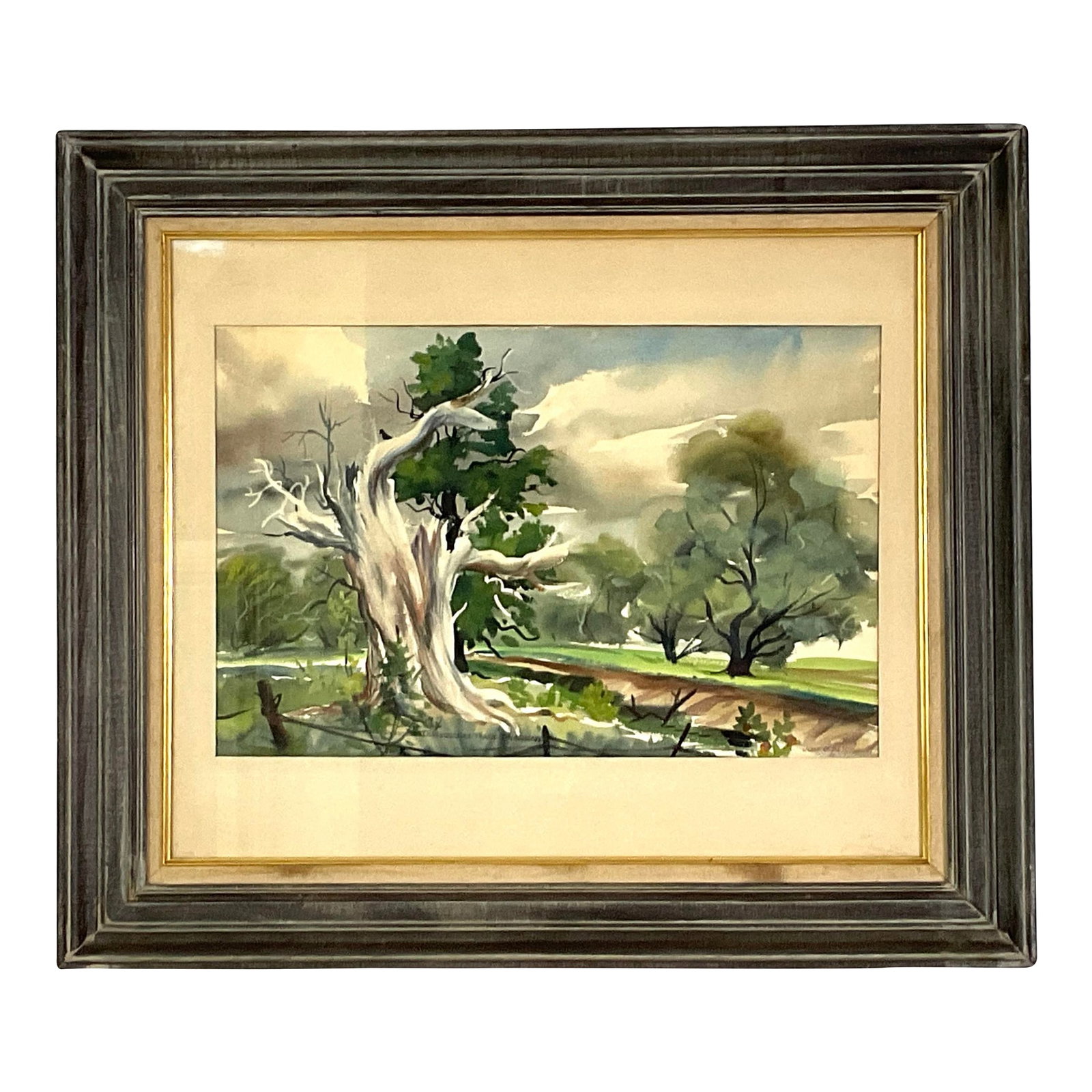 John E Detore-Dramatic Watercolor Landscape -1957, Framed (1 of 9)
