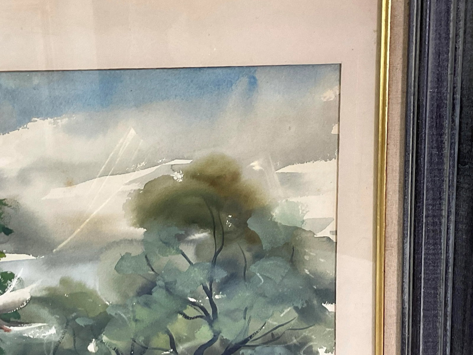 John E Detore-Dramatic Watercolor Landscape -1957, Framed - 3