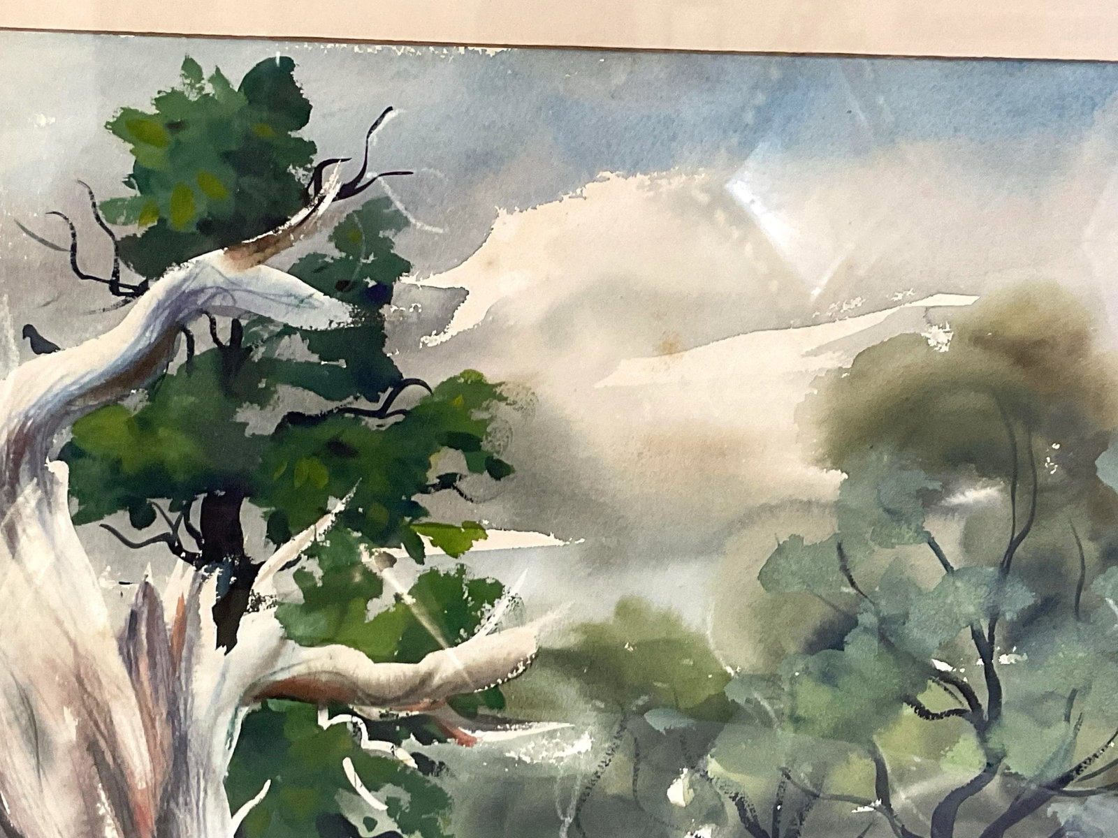 John E Detore-Dramatic Watercolor Landscape -1957, Framed - 6