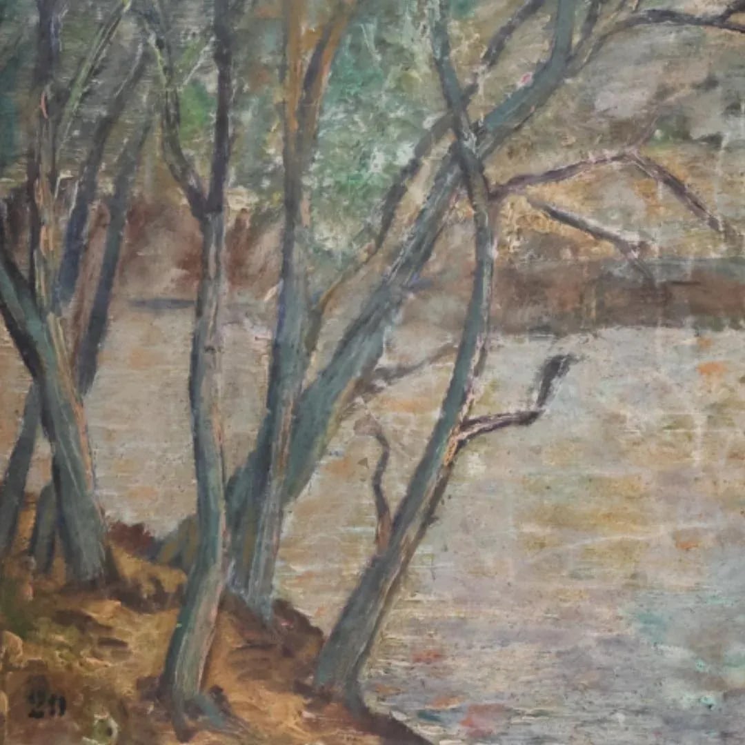 Mid-20th Century French Lakeside Painting - 3