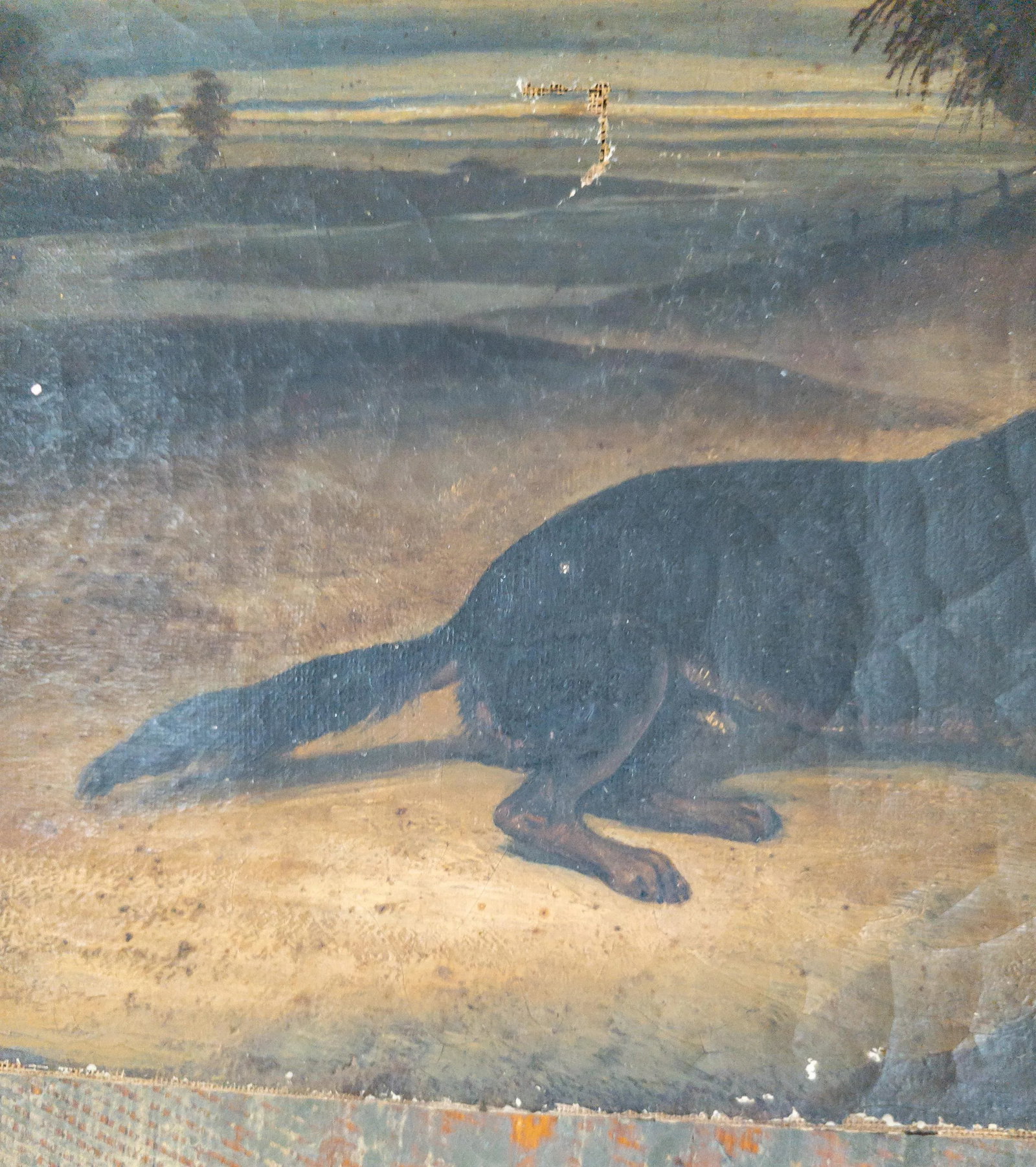 19th Century French Oil Painting of a Dog in a Landscape, Paris Stamp - 10