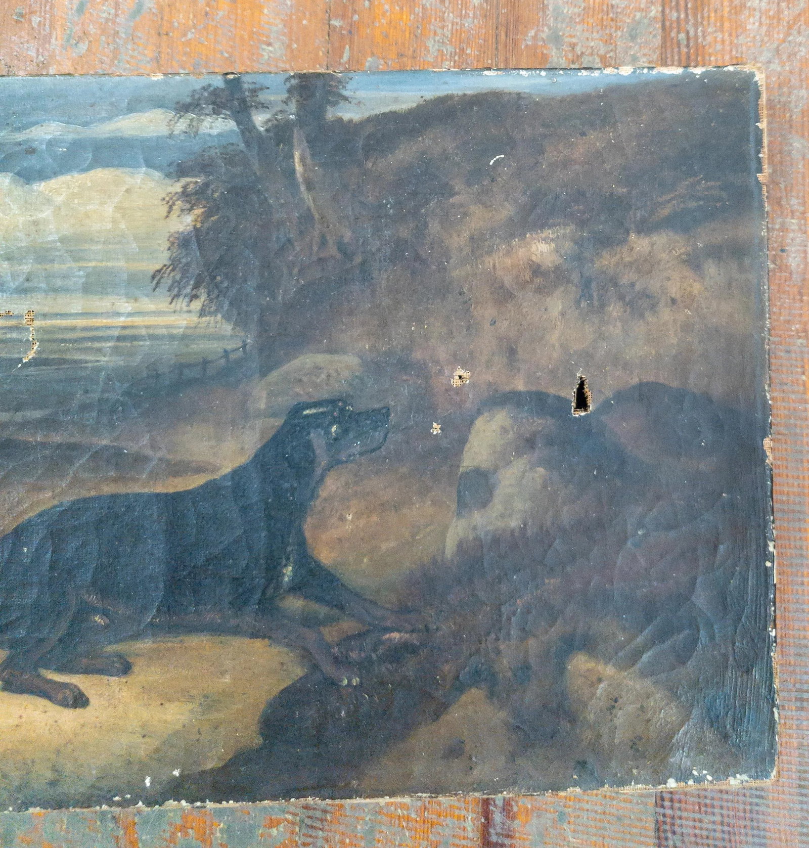19th Century French Oil Painting of a Dog in a Landscape, Paris Stamp - 6