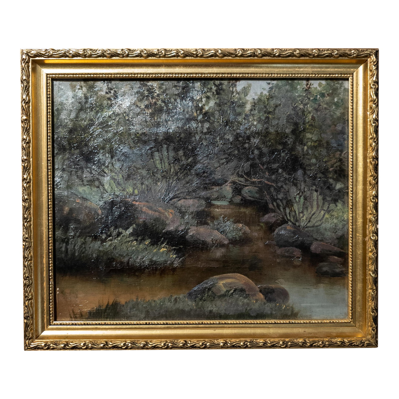 19th Century American Hudson River School Style Stream Landscape Painting (1 of 13)