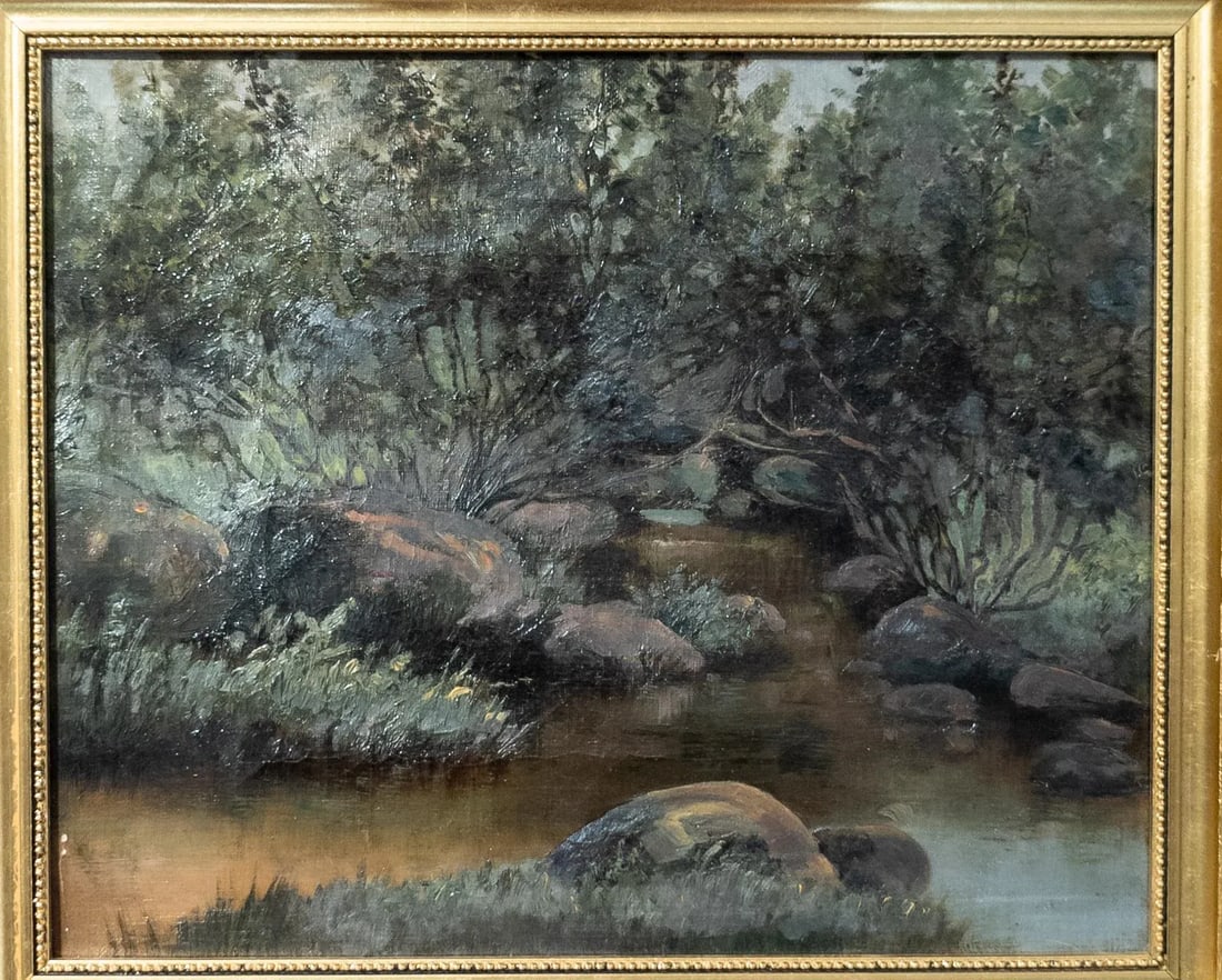 19th Century American Hudson River School Style Stream Landscape Painting - 4