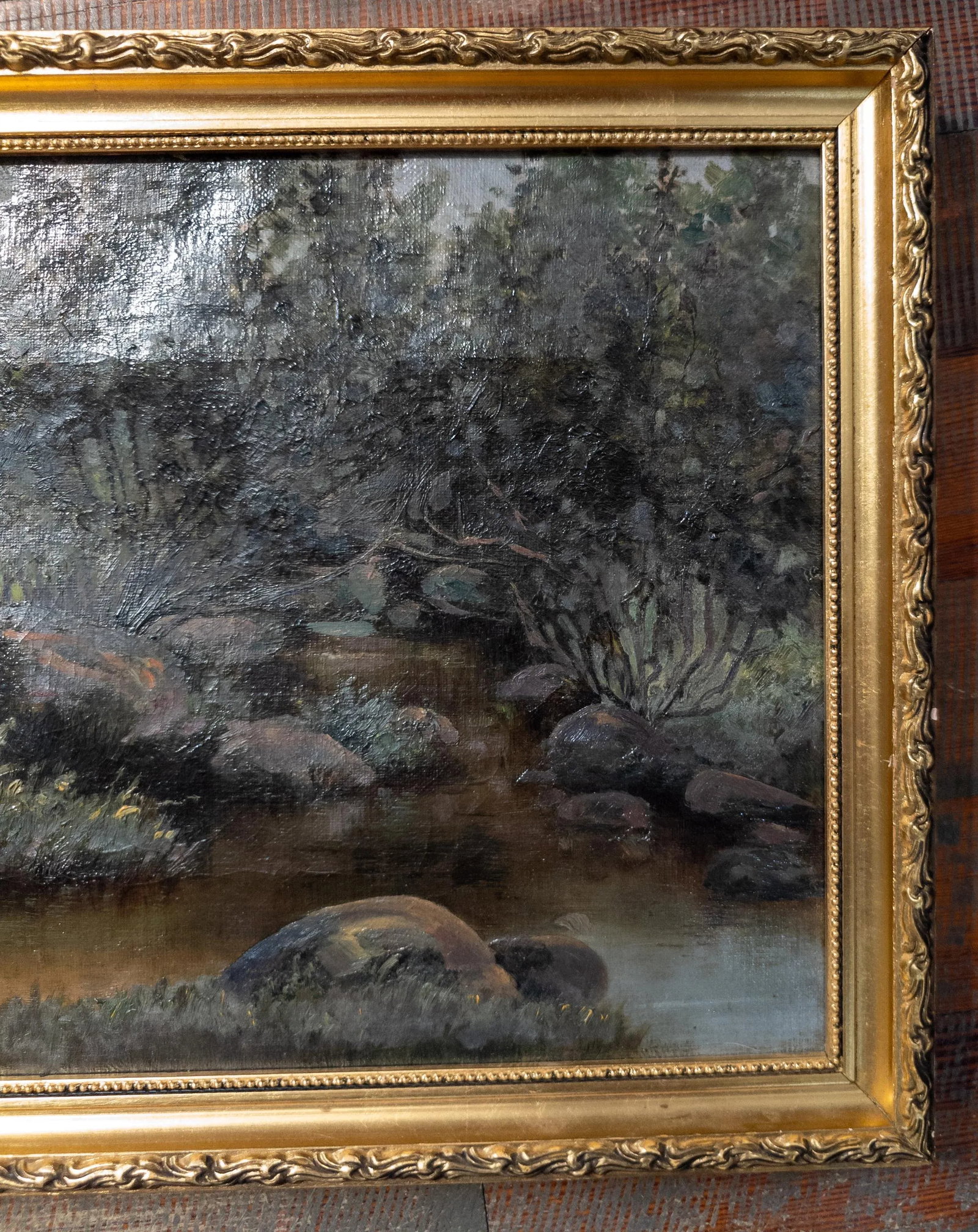 19th Century American Hudson River School Style Stream Landscape Painting - 6