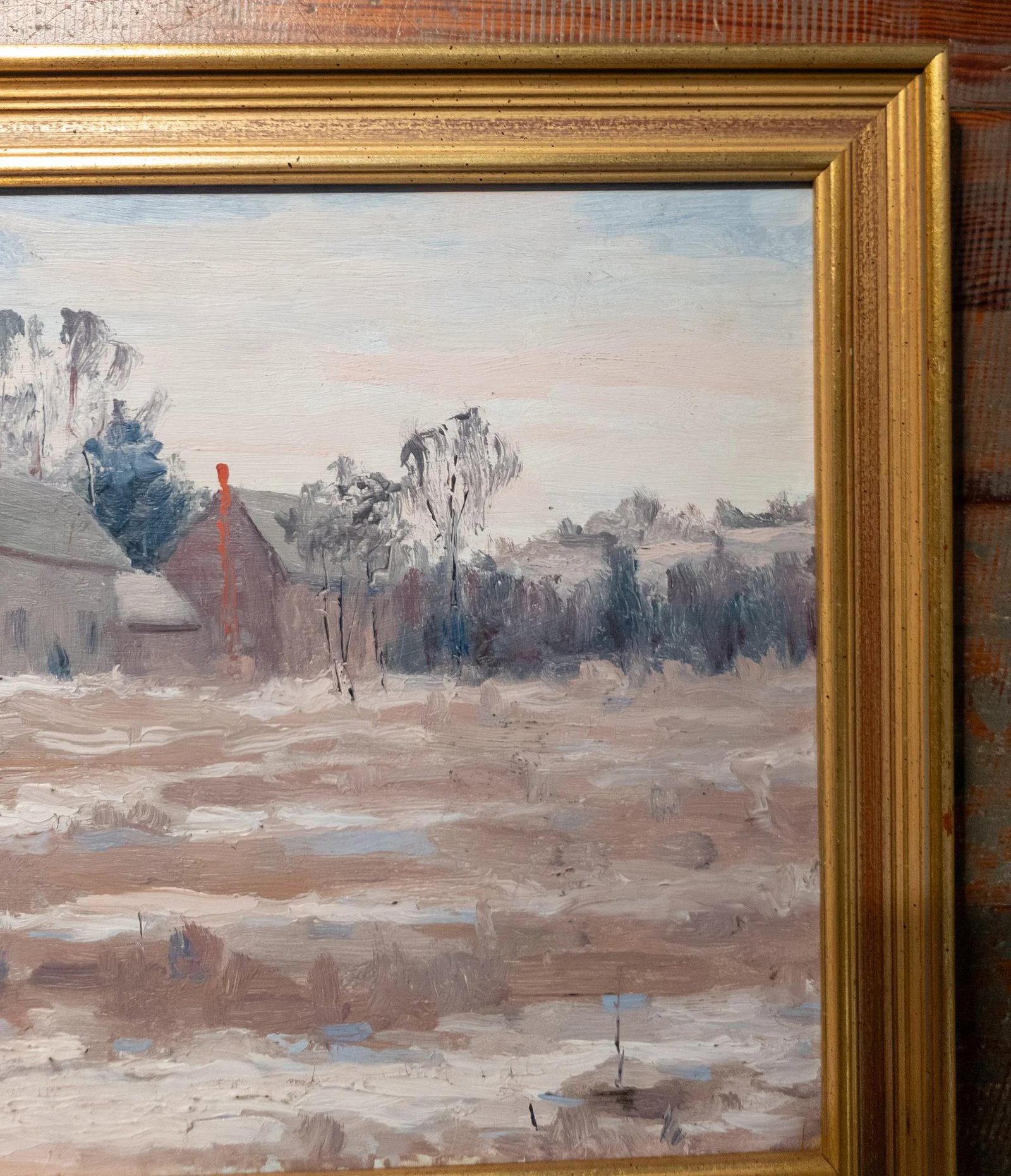 Early 20th Century American Impressionist Landscape Painting With Farmhouse, Unsigned - 4