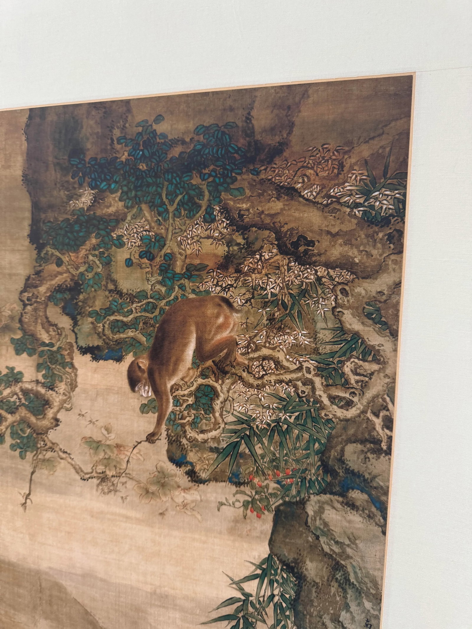 Mid 20th Century Shen Quan Landscape With Monkeys Print on Xuan Paper Scroll - 10