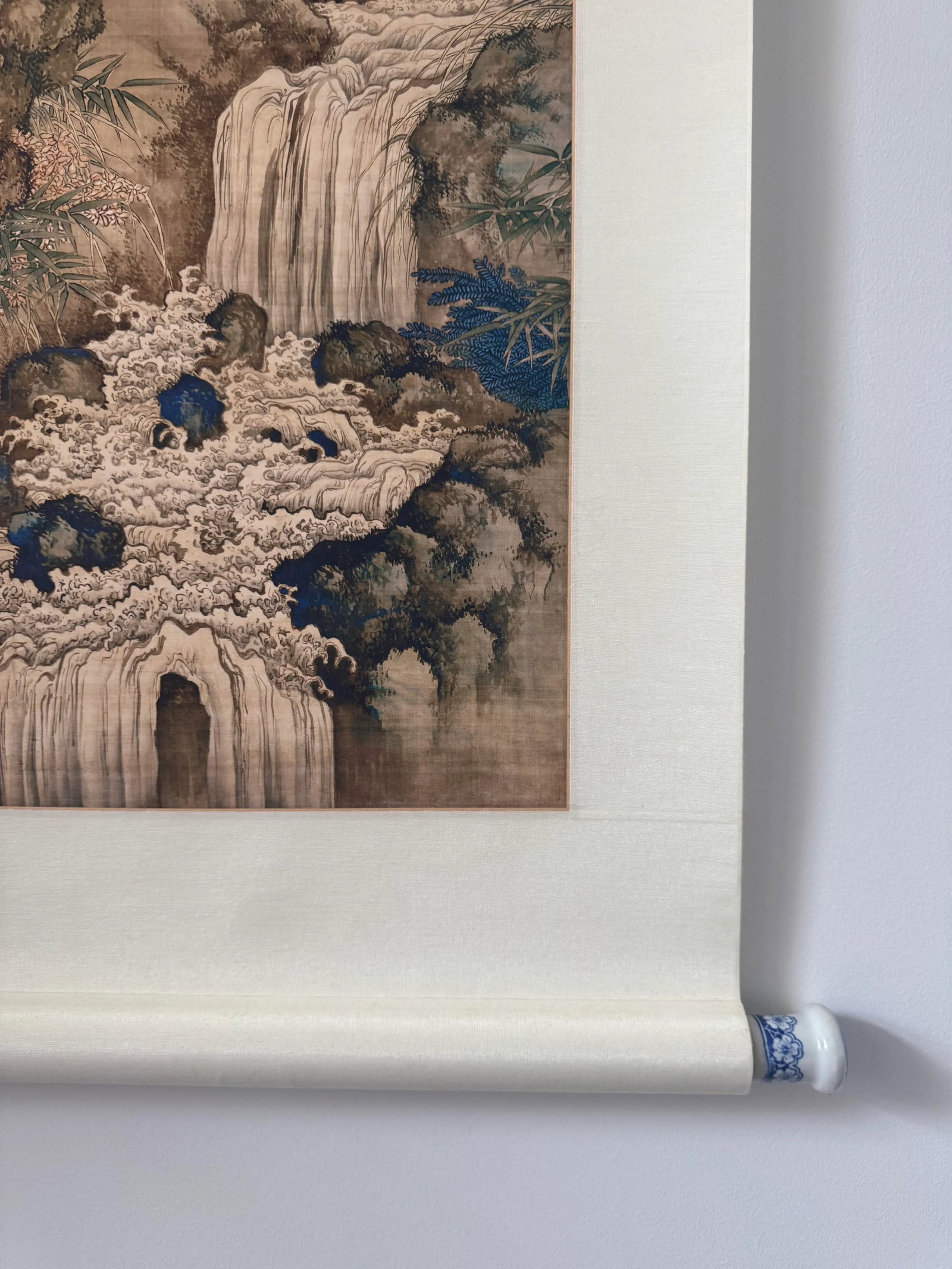 Mid 20th Century Shen Quan Landscape With Monkeys Print on Xuan Paper Scroll - 13