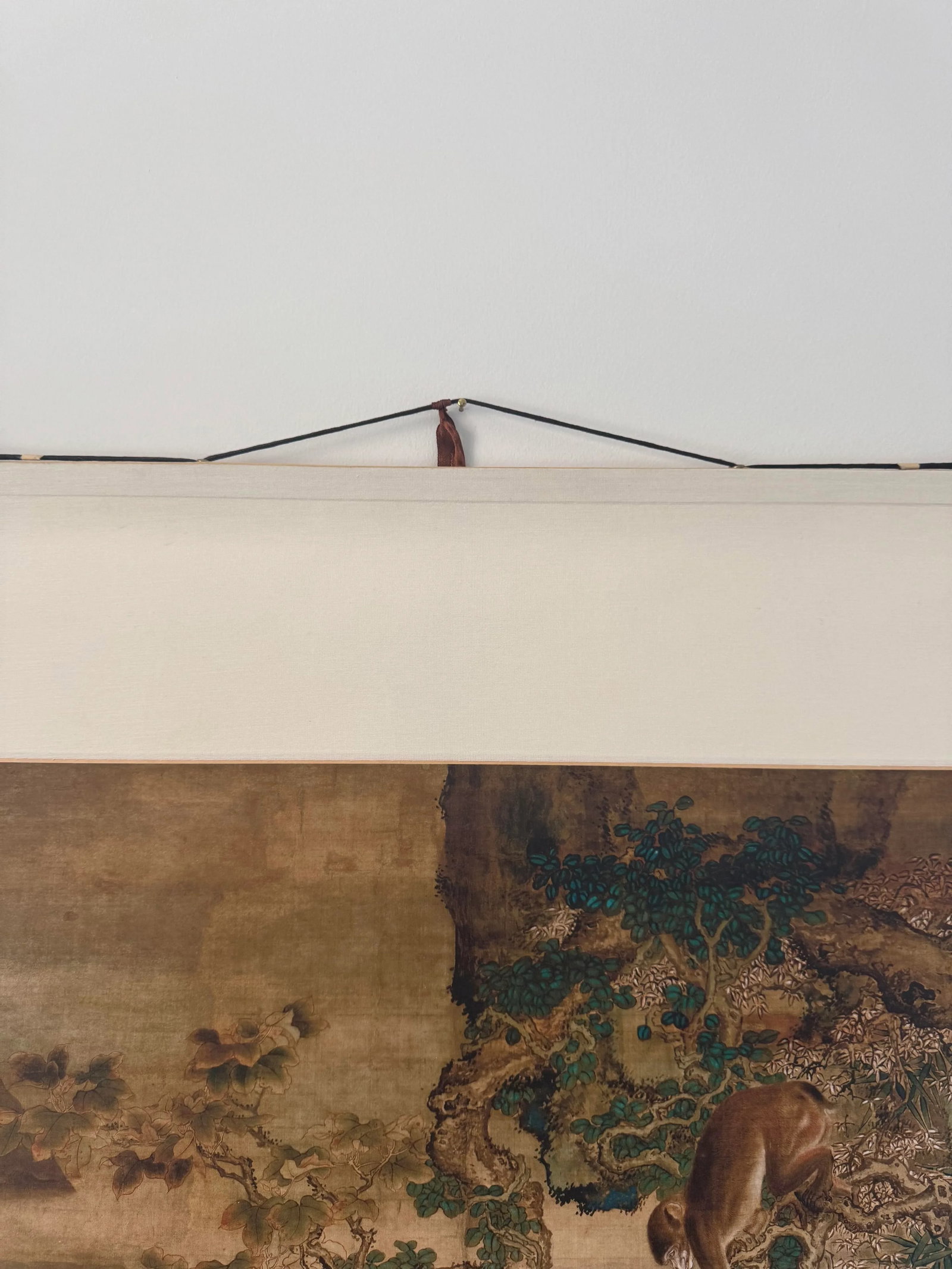 Mid 20th Century Shen Quan Landscape With Monkeys Print on Xuan Paper Scroll - 14
