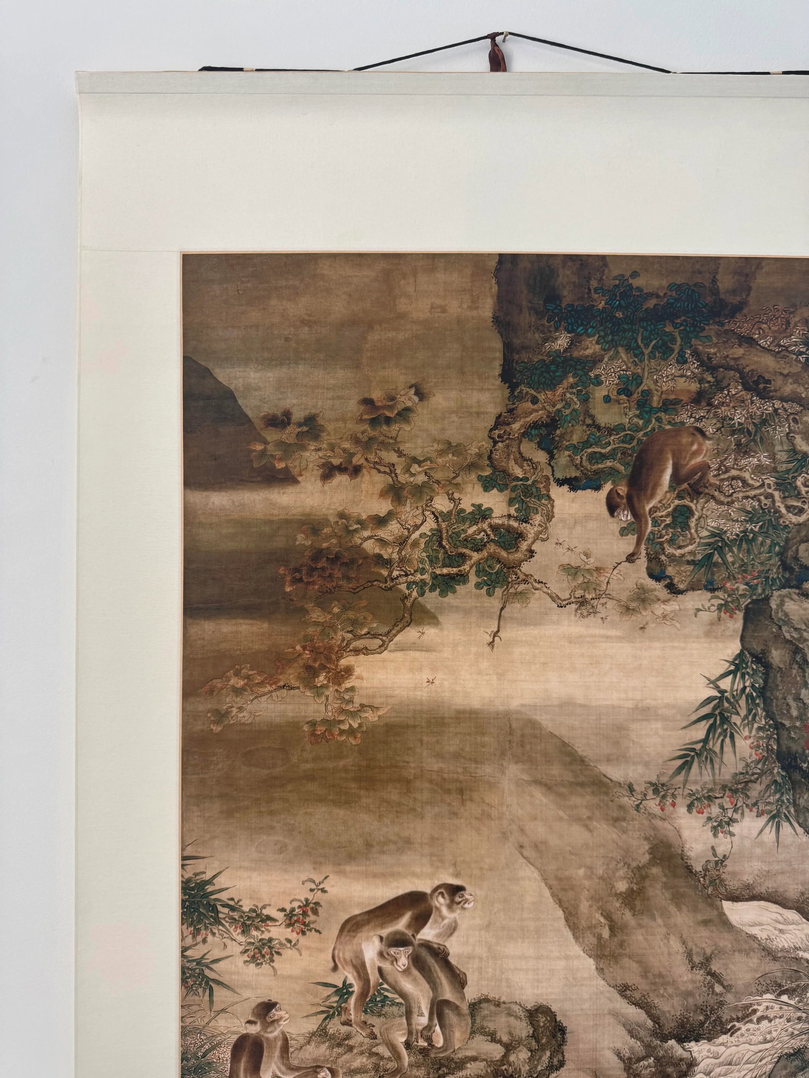 Mid 20th Century Shen Quan Landscape With Monkeys Print on Xuan Paper Scroll - 5