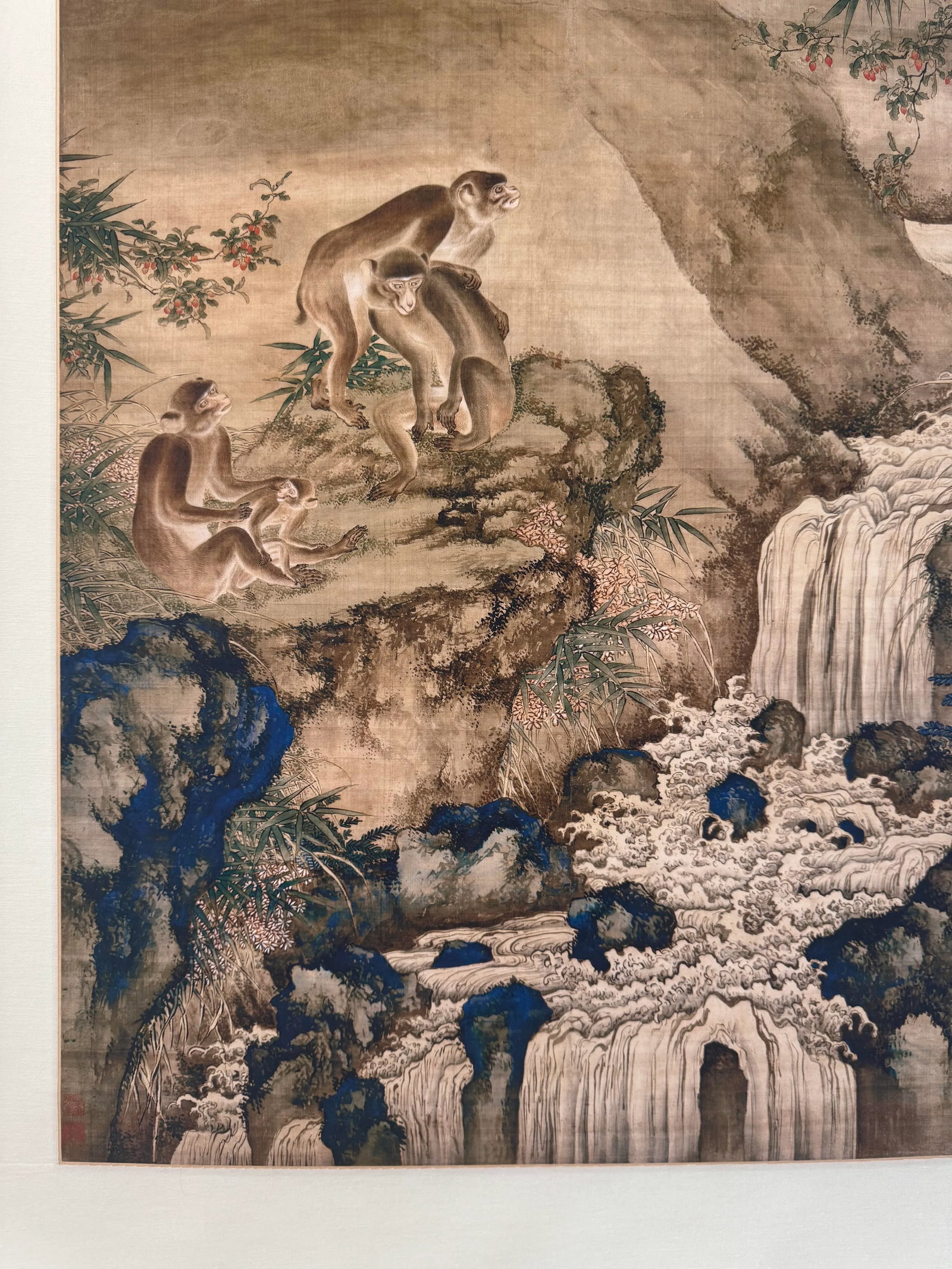 Mid 20th Century Shen Quan Landscape With Monkeys Print on Xuan Paper Scroll - 7