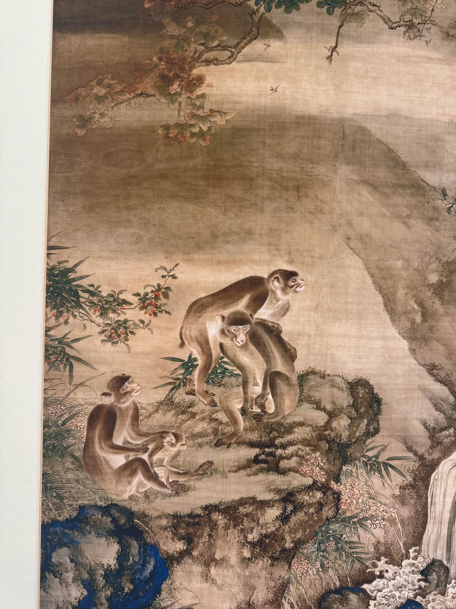 Mid 20th Century Shen Quan Landscape With Monkeys Print on Xuan Paper Scroll - 8