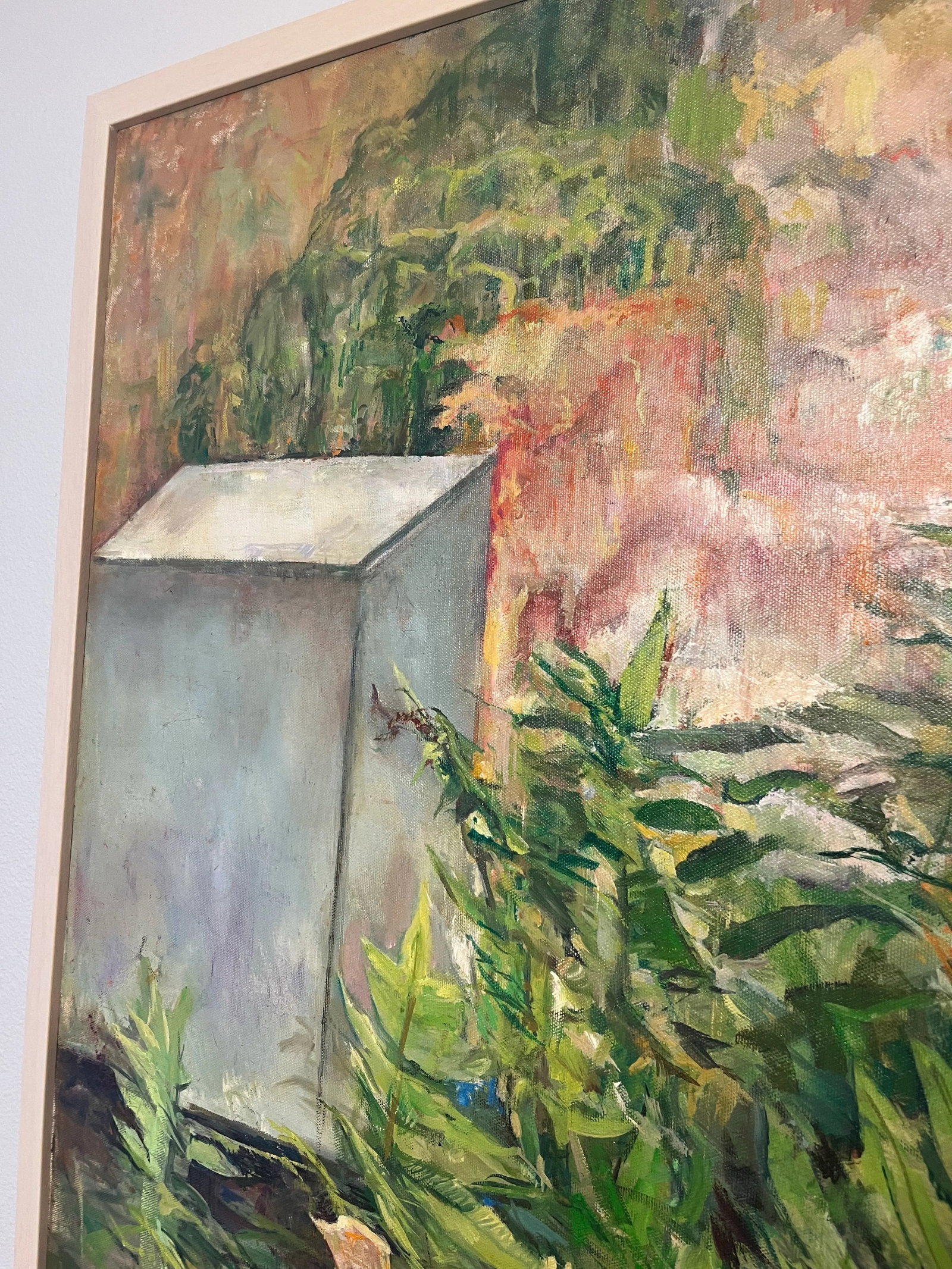 Late 20th Century Vintage Garden With Box Oil Painting - 7