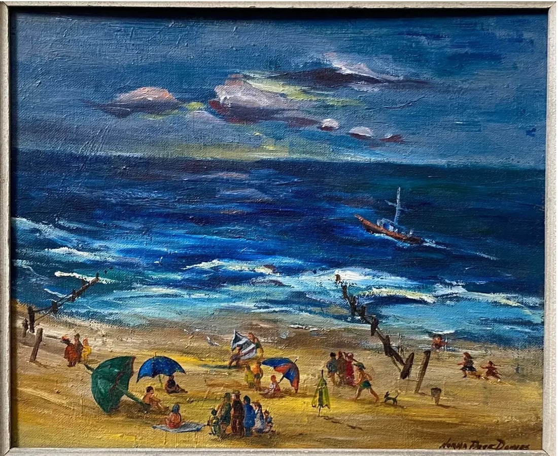 1948 Norma Page Donges Beach Oil on Canvas - 2