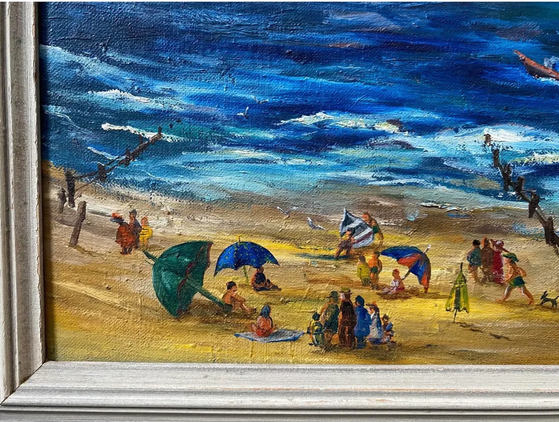 1948 Norma Page Donges Beach Oil on Canvas - 3