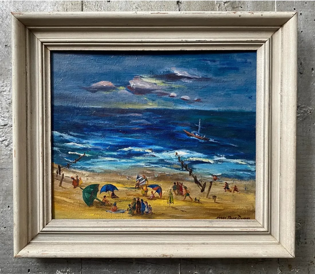 1948 Norma Page Donges Beach Oil on Canvas - 7