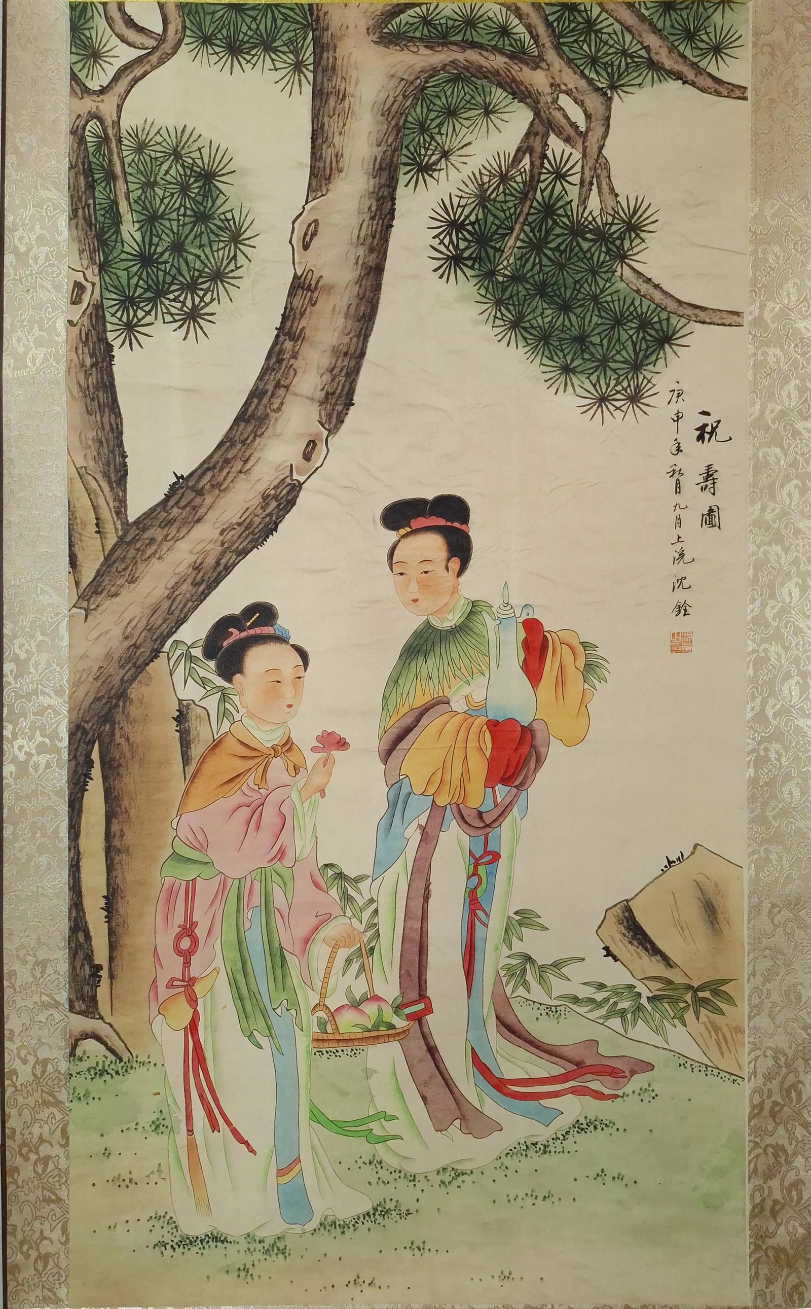 Chinese Forest Maidens Scene Scroll - 2