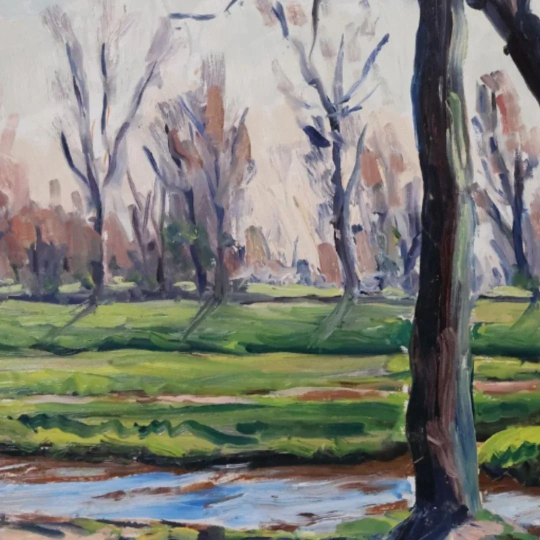 Mid-20th Century French Forrest Meadow Painting - 2