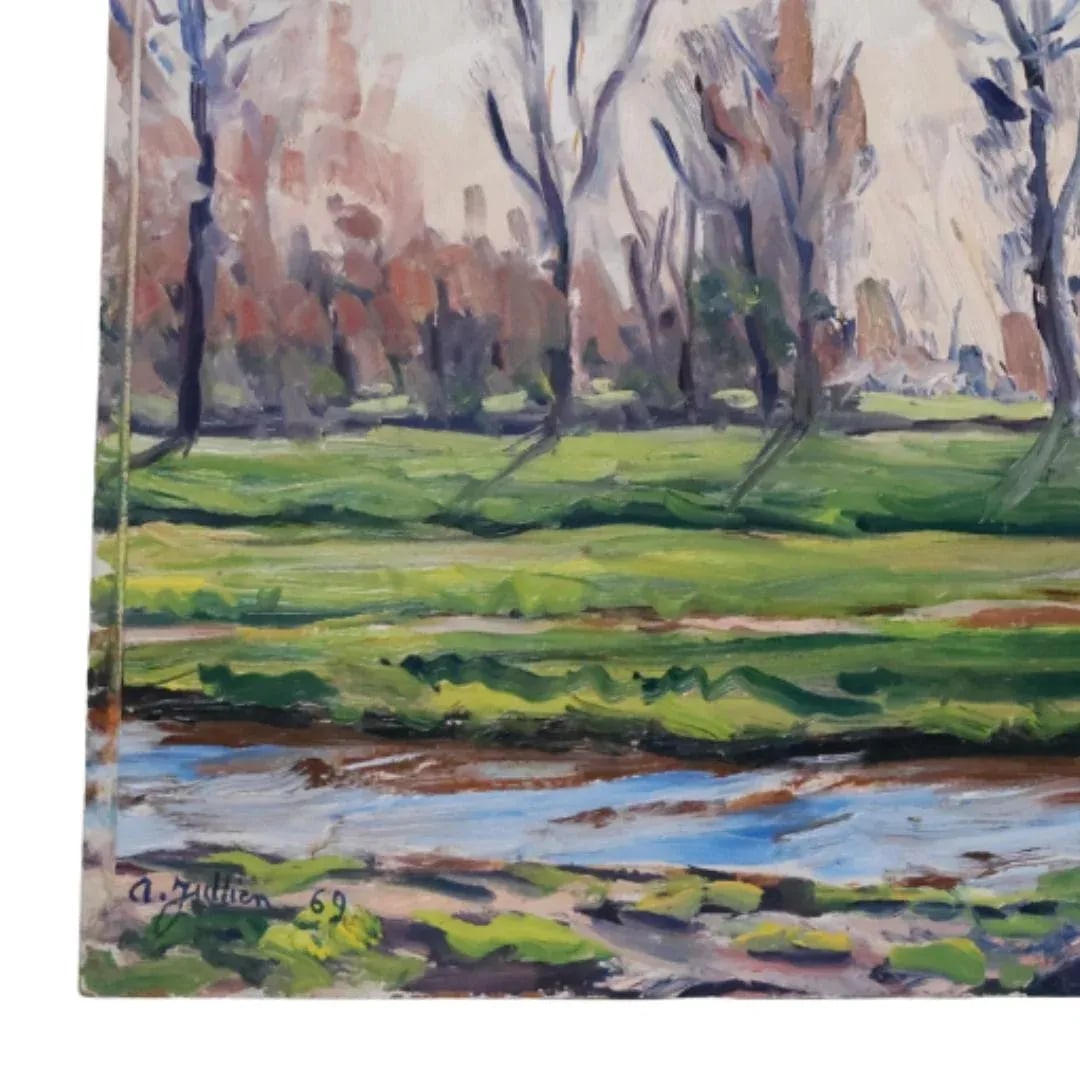 Mid-20th Century French Forrest Meadow Painting - 3