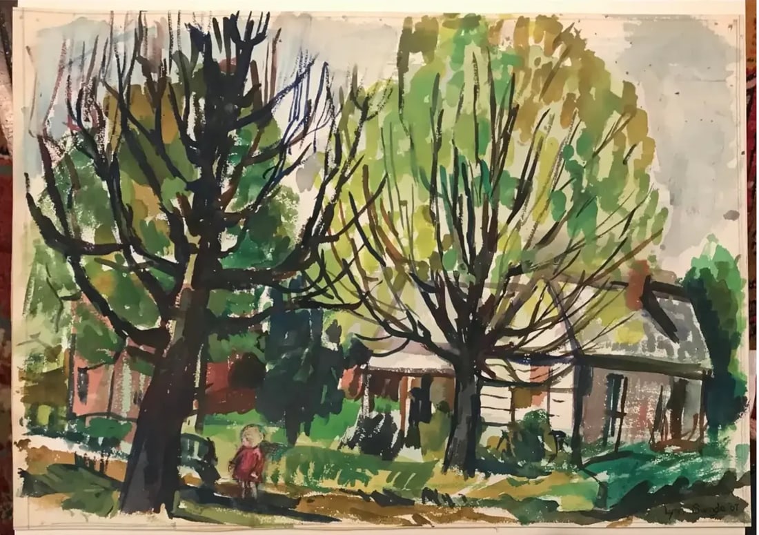 1967 Lynn Swingle Rural Landscape Watercolor - 3