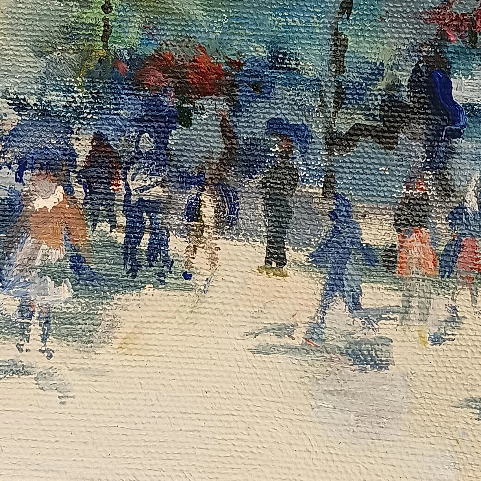 VTG Street Scene #2 Impressonist Painting Purple Velvet Matt Silver Frame 1978 - 6