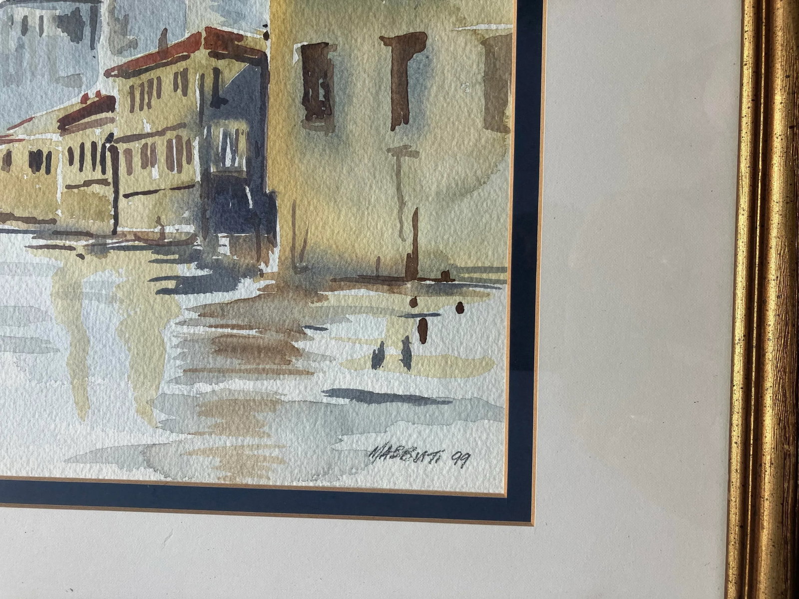 1990s Original Venice Watercolor, Framed - 2