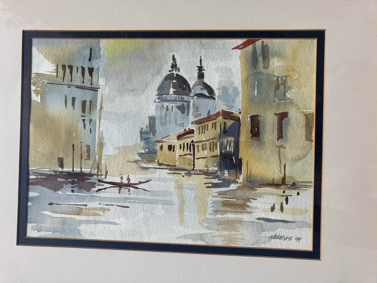 1990s Original Venice Watercolor, Framed - 3