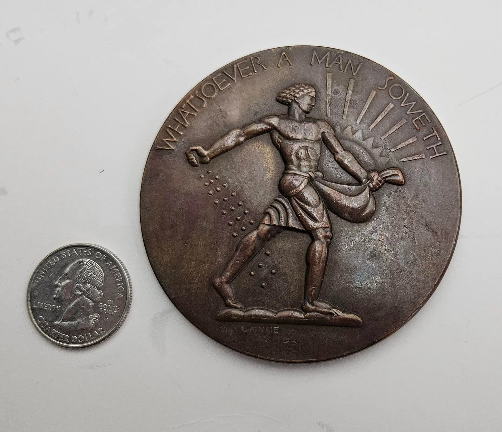 1932 Society of Medalists Lee Lawrie "Whatsoever Man Soweth" Bronze Medal - 14