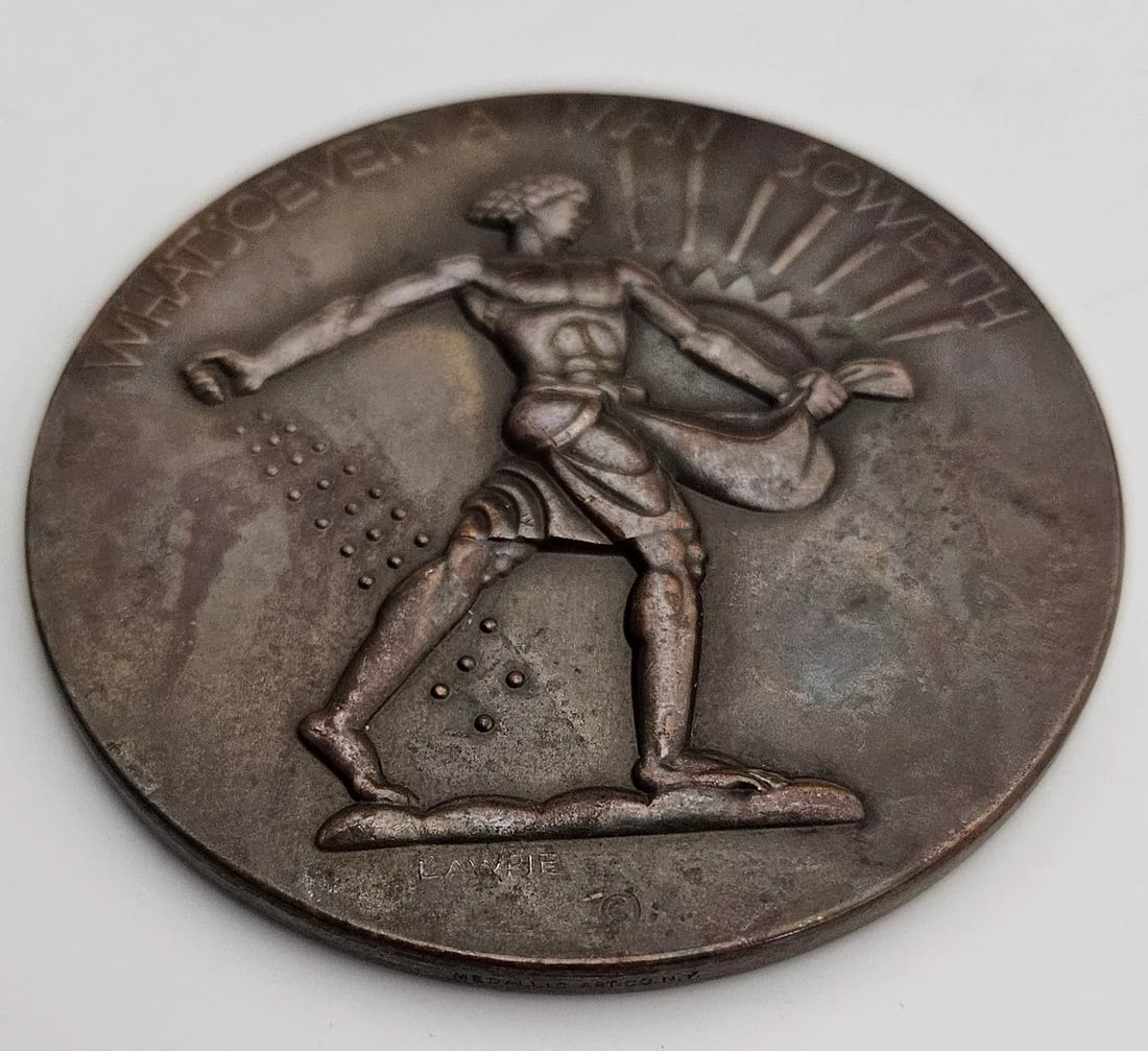 1932 Society of Medalists Lee Lawrie "Whatsoever Man Soweth" Bronze Medal - 5