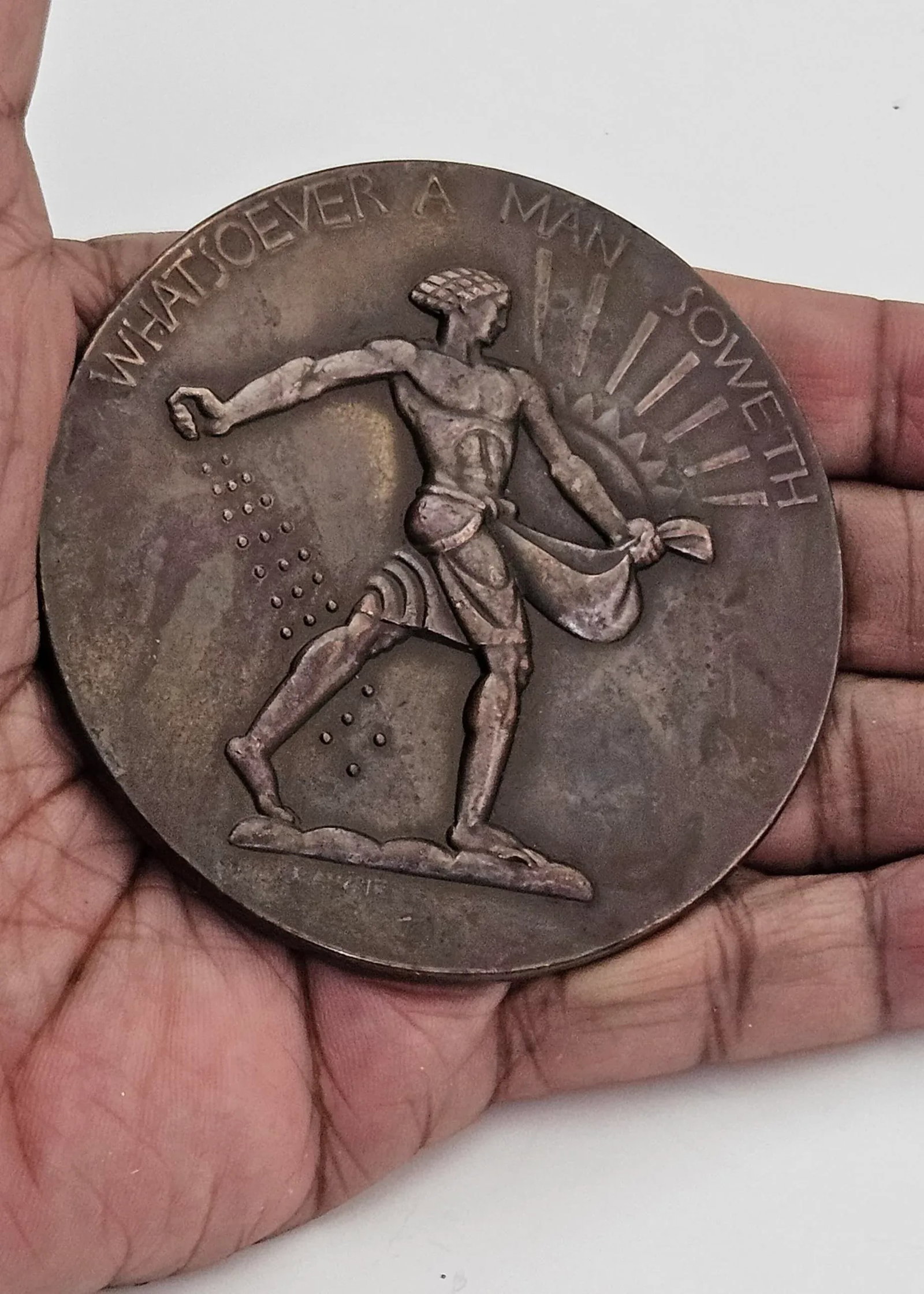 1932 Society of Medalists Lee Lawrie "Whatsoever Man Soweth" Bronze Medal - 6